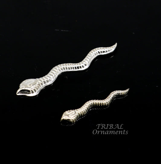 Sterling silver handmade Nag Nagin snake joda pair for puja or worshipping su869 - TRIBAL ORNAMENTS