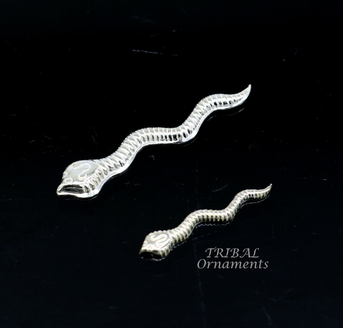 Sterling silver handmade Nag Nagin snake joda pair for puja or worshipping su869 - TRIBAL ORNAMENTS