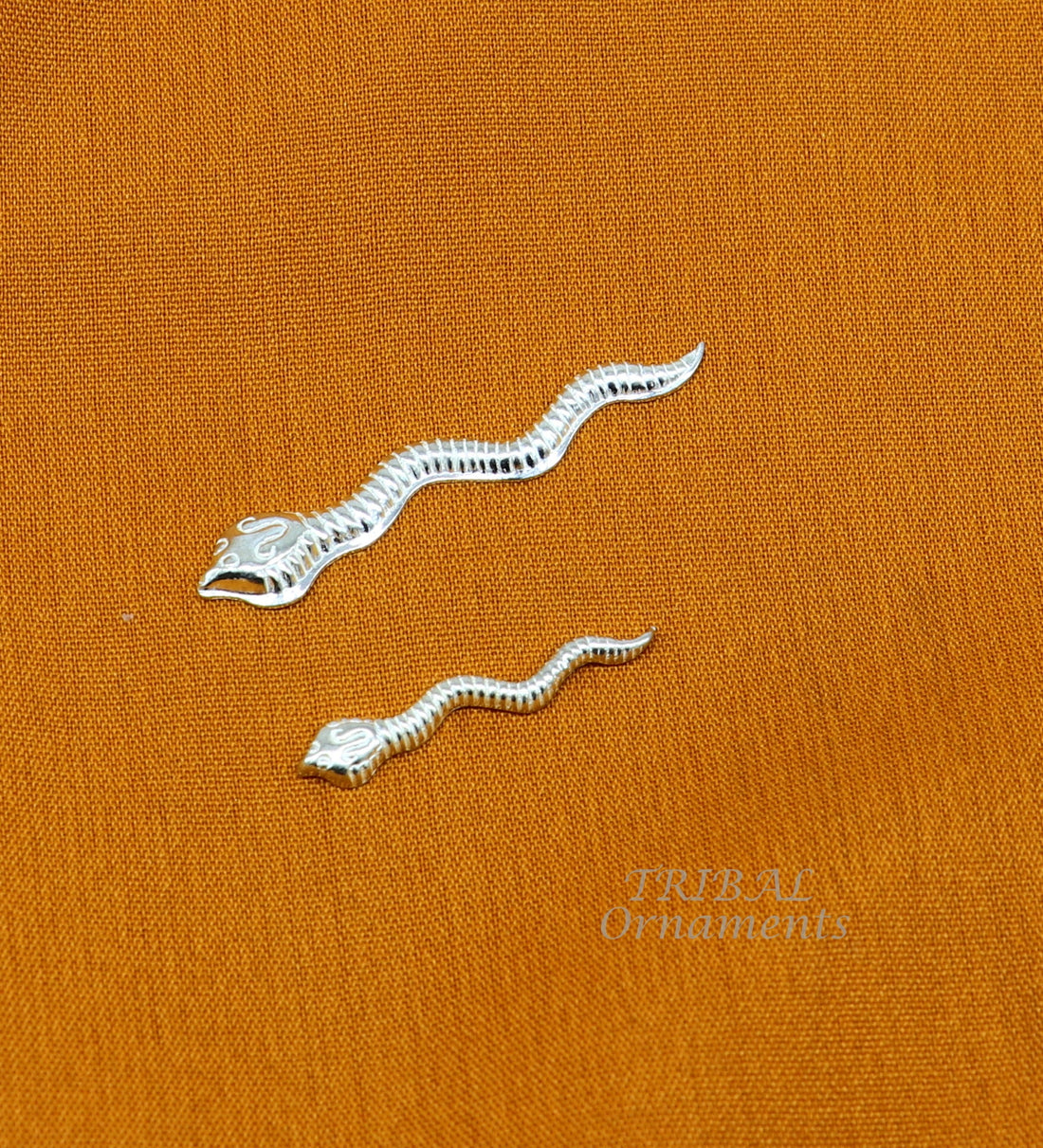 Sterling silver handmade Nag Nagin snake joda pair for puja or worshipping su869 - TRIBAL ORNAMENTS