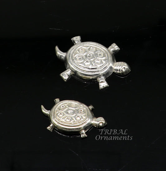Handmade sterling silver vintage design small tortoise combo statue or sculpture, best puja article collection silver figurine article su870 - TRIBAL ORNAMENTS