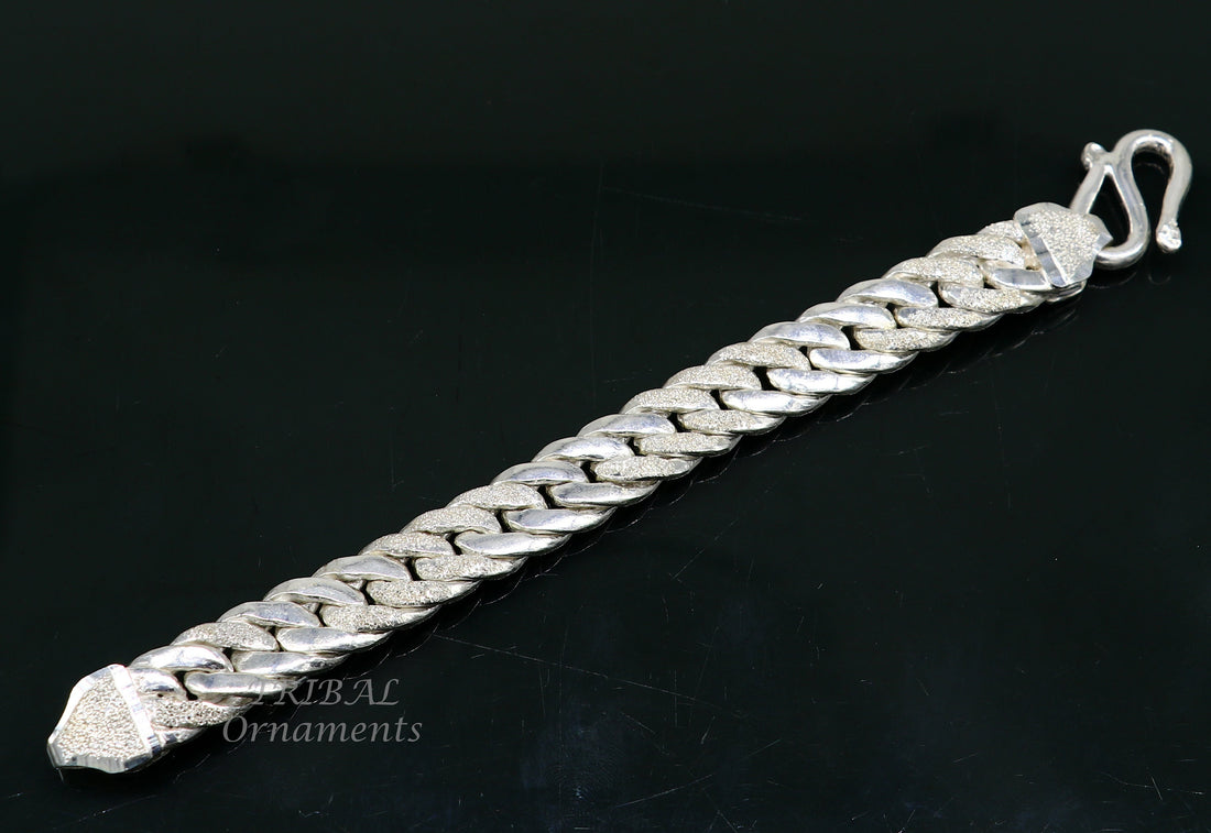 925 sterling silver handmade heavy design vintage stylish solid chain bracelet, stylish bracelet gifting unisex ethnic jewelry sbr407 - TRIBAL ORNAMENTS