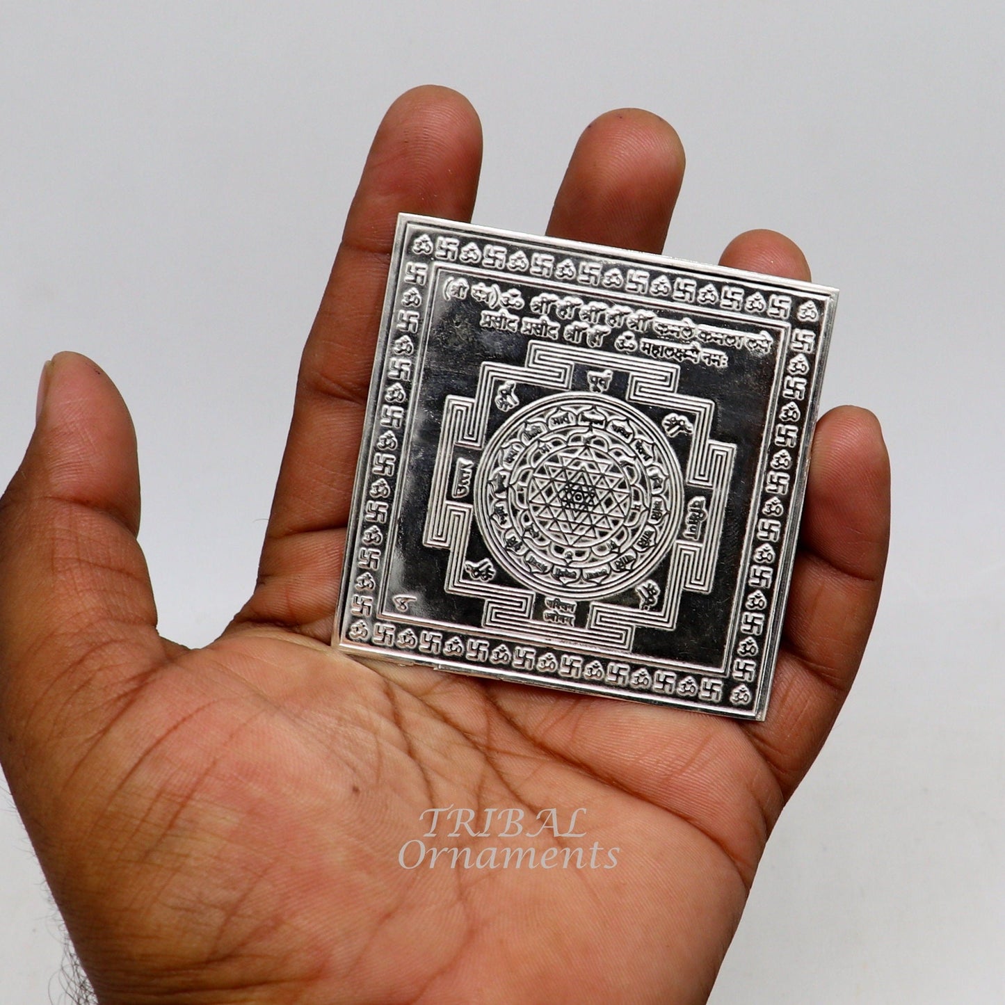 925 sterling silver handmade idol Shree kubera or shri  Yantram holy divine yantram for wealth and prosperity, puja article su882 - TRIBAL ORNAMENTS