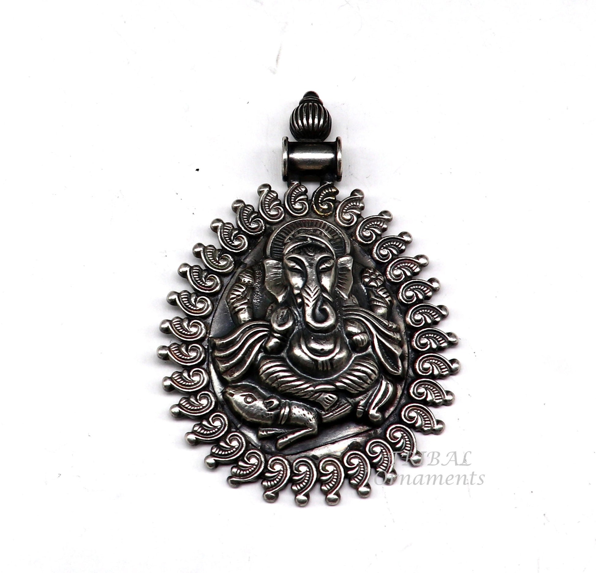 925 sterling silver handmade vintage design amazing lord Ganesha pendant best brides ethnic tribal belly dance jewelry  india nsp516 - TRIBAL ORNAMENTS