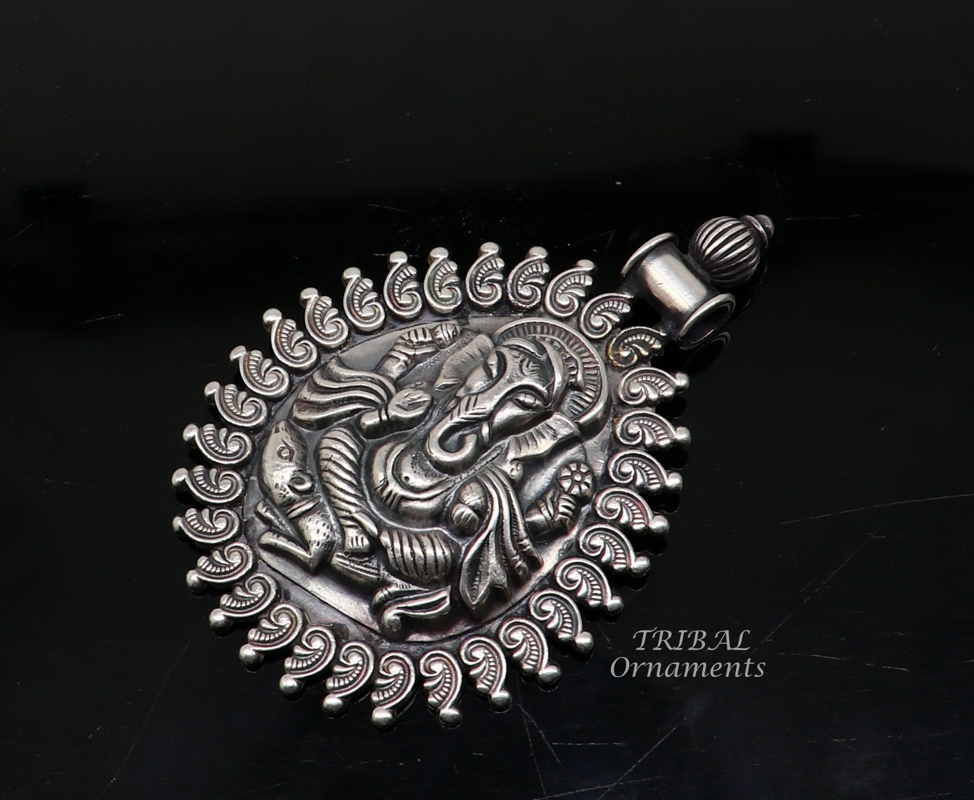 925 sterling silver handmade vintage design amazing lord Ganesha pendant best brides ethnic tribal belly dance jewelry  india nsp516 - TRIBAL ORNAMENTS