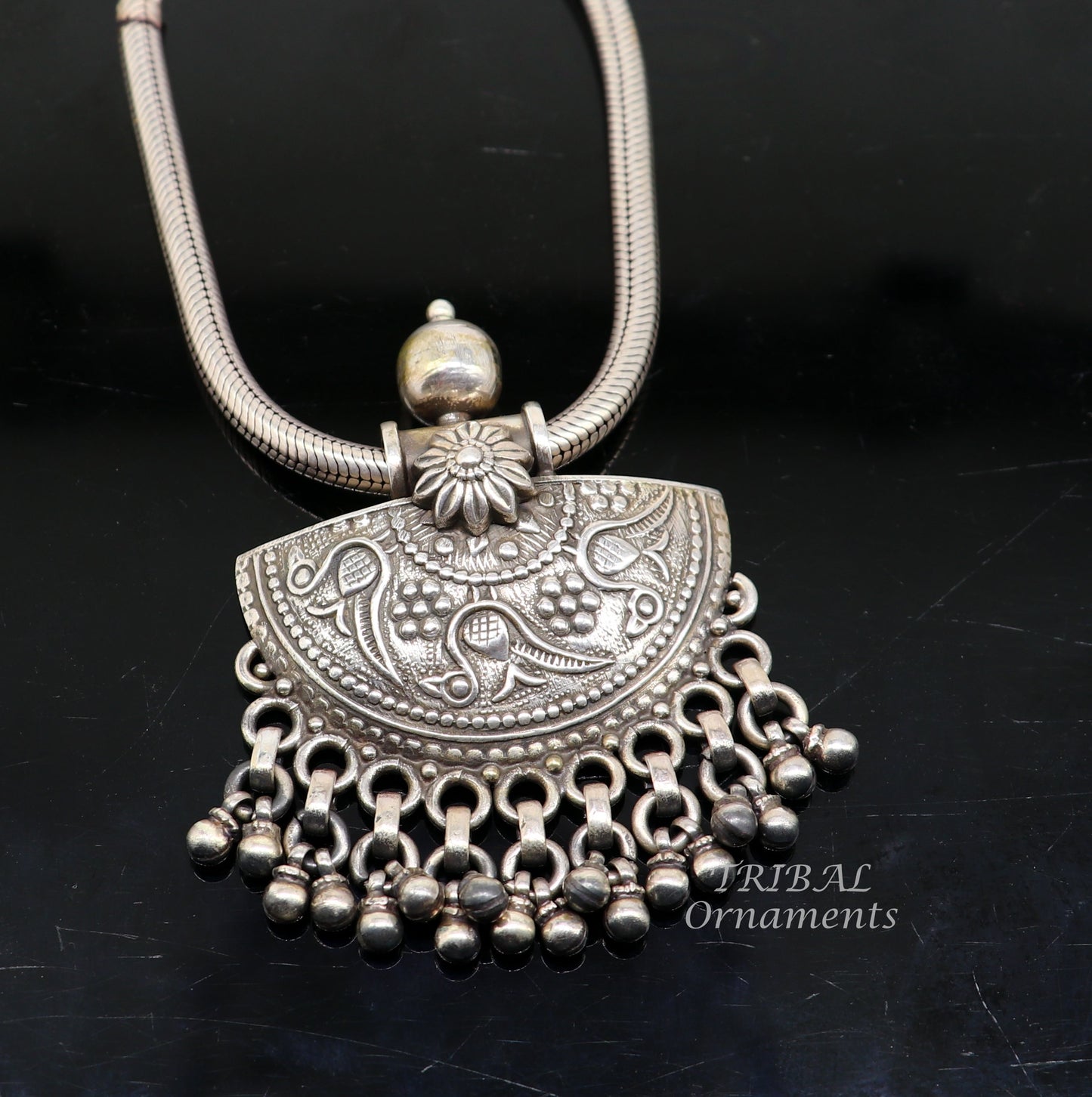 925 sterling silver handmade amazing vintage design charm pendant best brides ethnic tribal belly dance jewelry  india nsp517 - TRIBAL ORNAMENTS