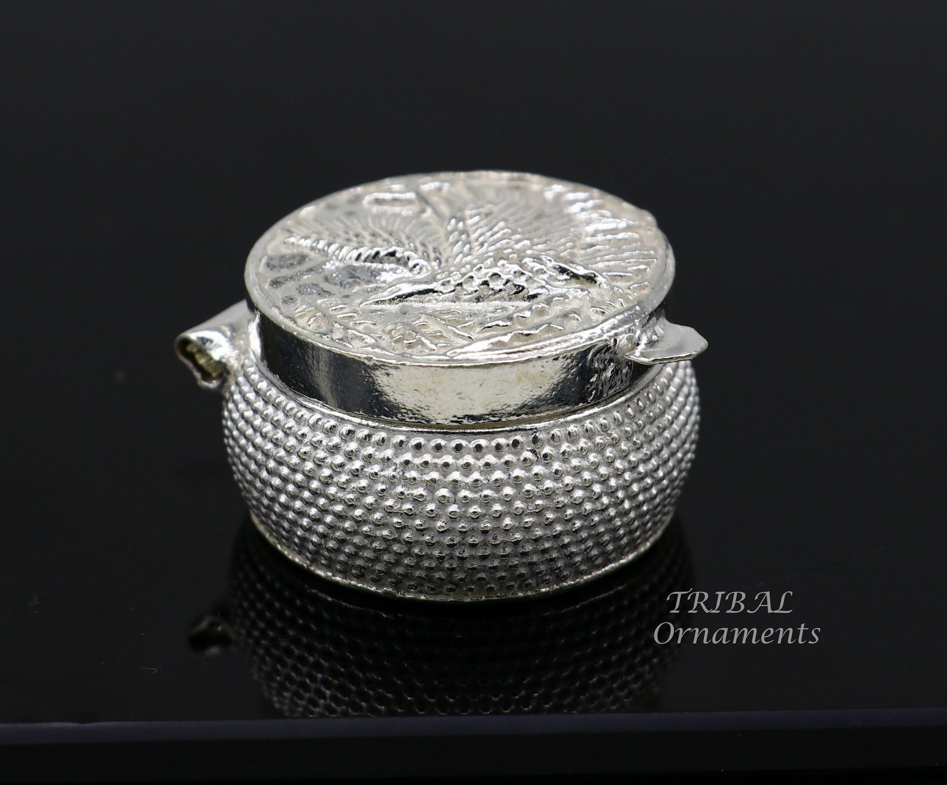 Vintage egal design 925 sterling silver handmade trinket box, eye kajal box, container box, kumkum box, sindur box, best brides gift stb381 - TRIBAL ORNAMENTS