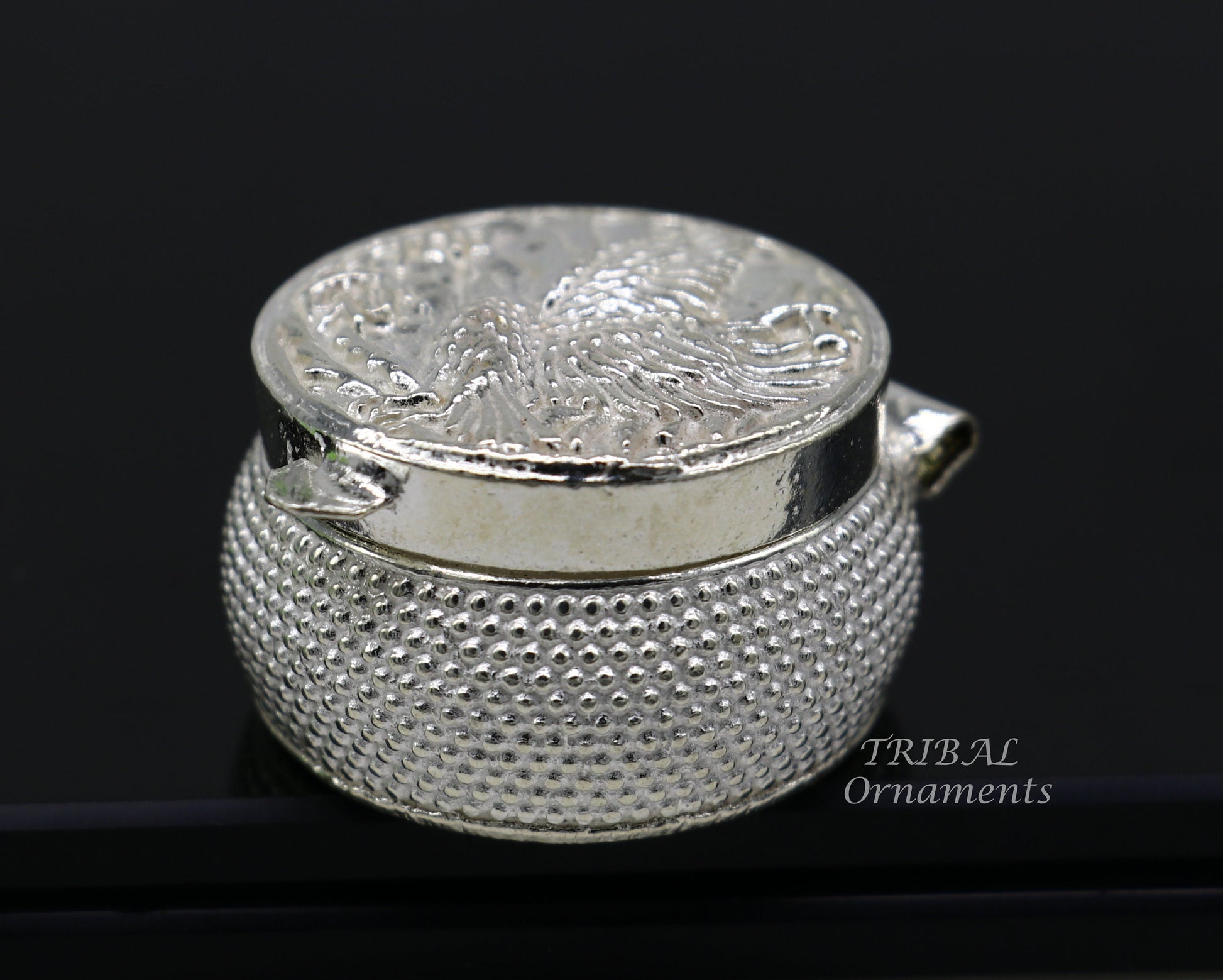 Vintage egal design 925 sterling silver handmade trinket box, eye kajal box, container box, kumkum box, sindur box, best brides gift stb381 - TRIBAL ORNAMENTS