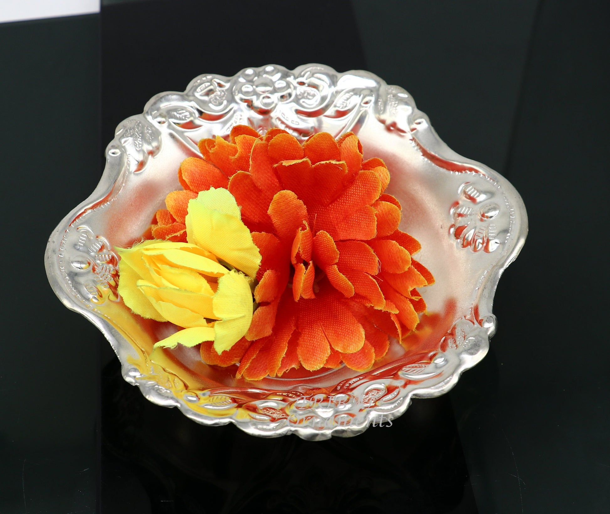 999 fine silver customized design Prasadam bowl, puja utensils, worshipping article, silver Idols serving bowl temple article su859 - TRIBAL ORNAMENTS