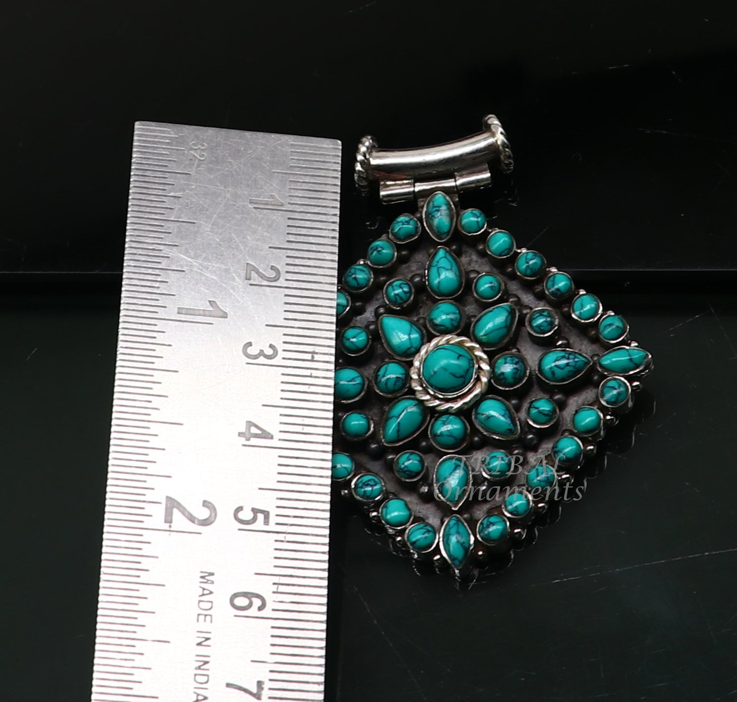 Vintage antique design handmade 925 sterling silver fabulous turquoise stone pendant wedding women's ethnic tribal jewelry nsp527 - TRIBAL ORNAMENTS