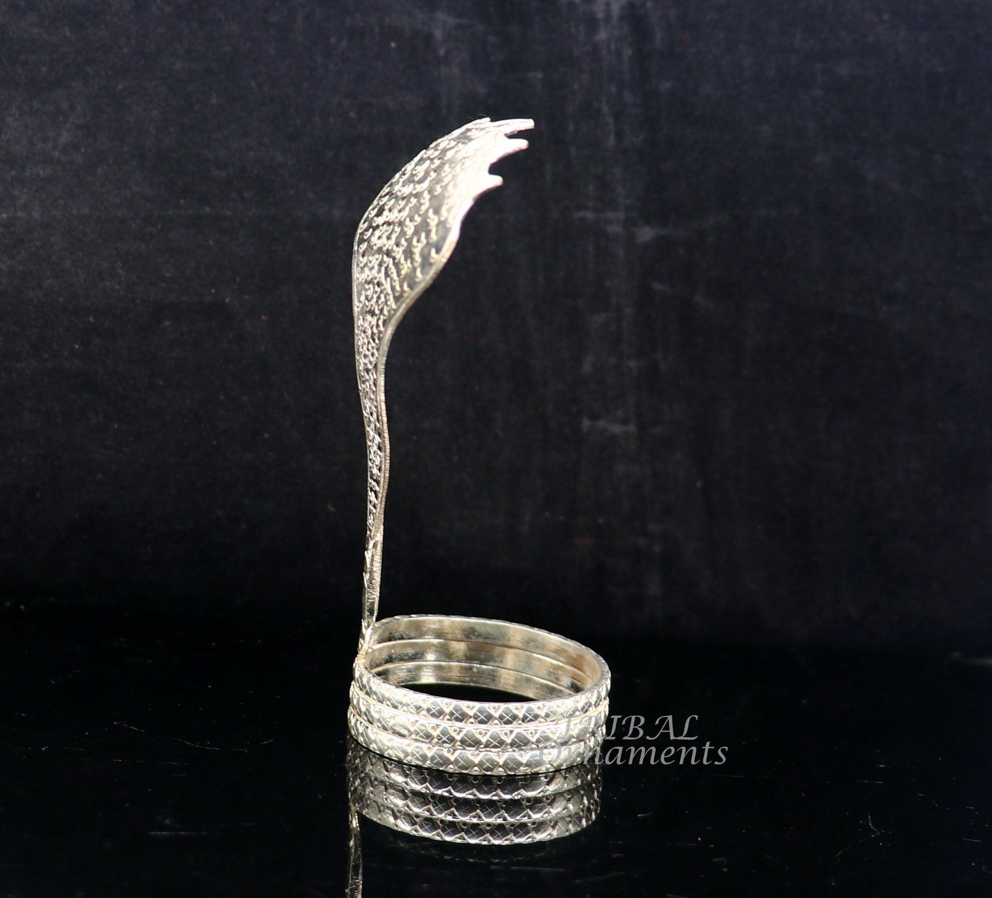 925 Solid silver handmade Divine Sheshnag vintage style mini snake or shiva snake for puja or worshipping, solid Diwali puja article su898 - TRIBAL ORNAMENTS