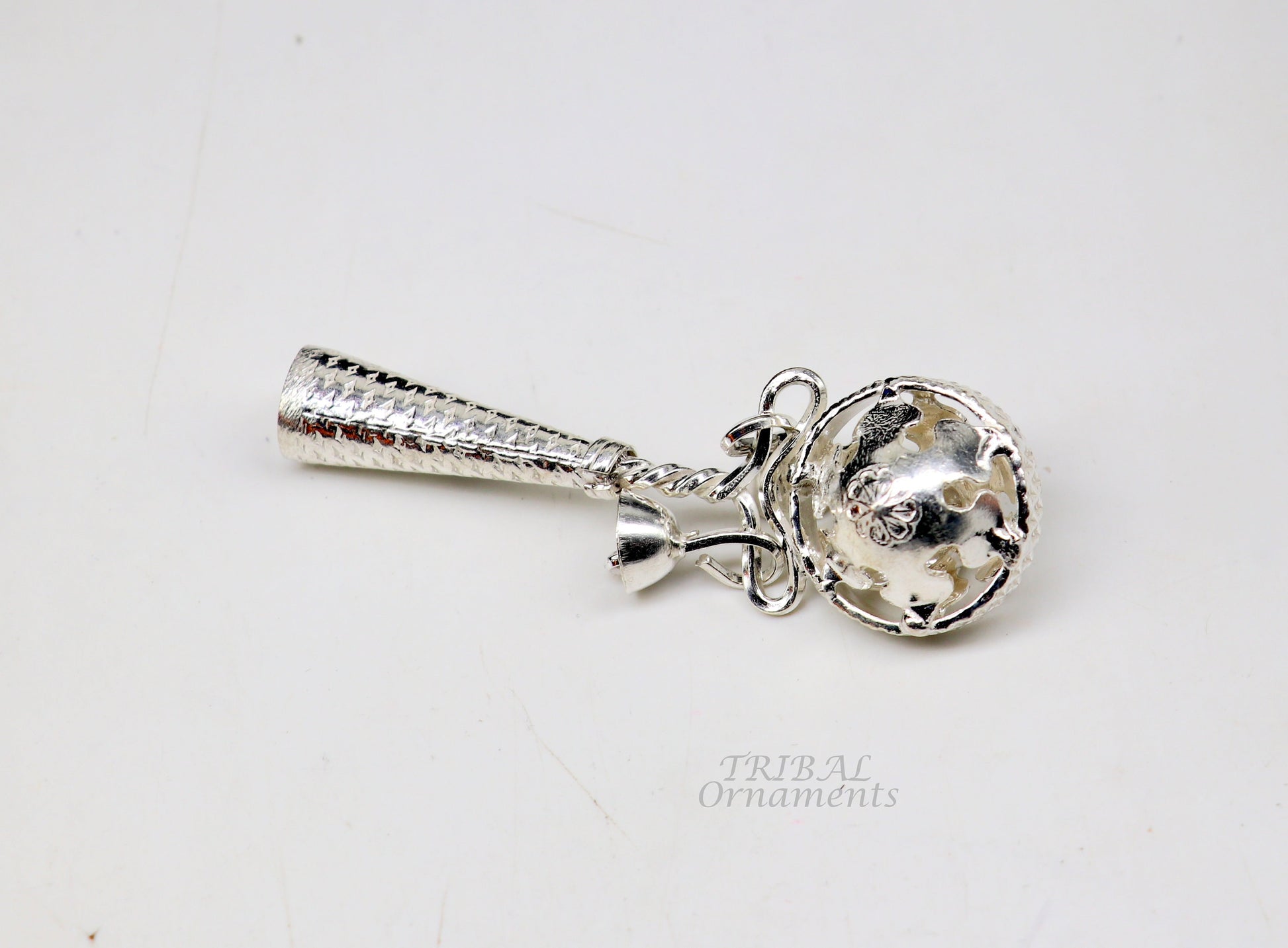 Solid sterling silver handmade design new born baby gifting bells toy, baby krishna gifting toy, silver whistle, silver temple article su899 - TRIBAL ORNAMENTS