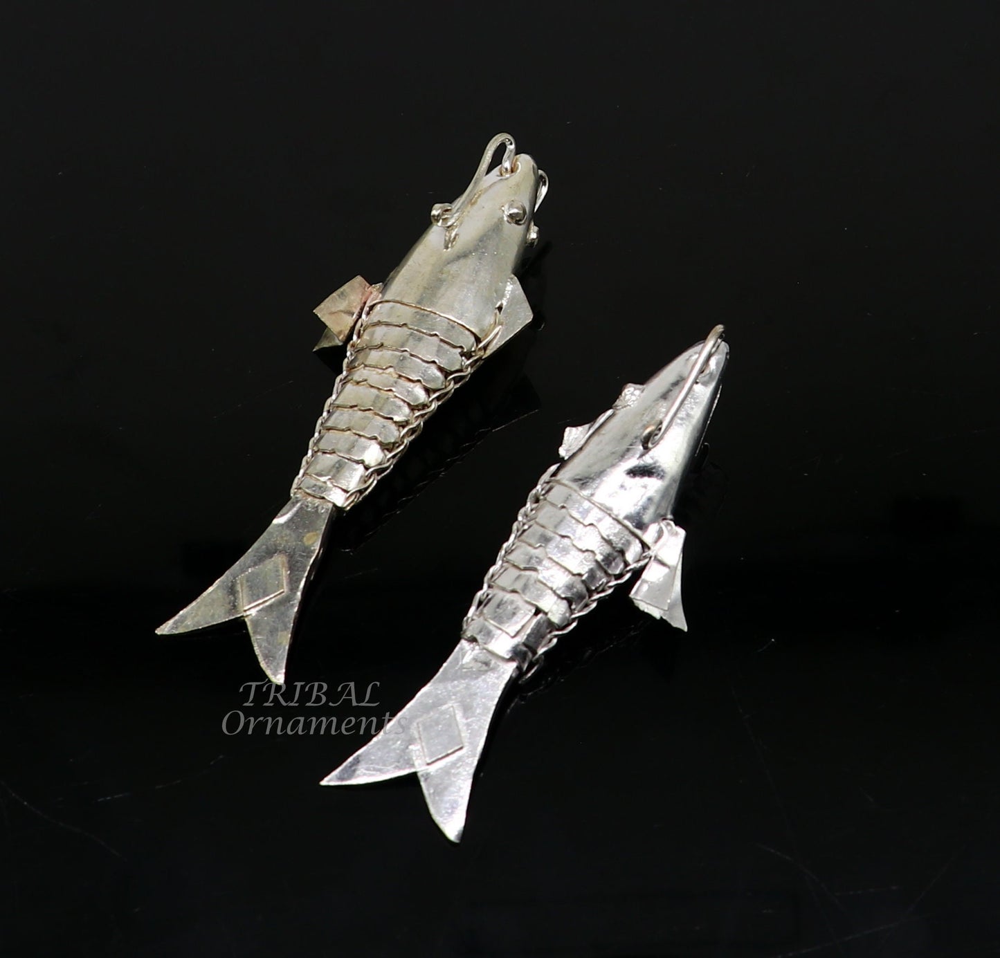 Solid silver handmade silver fish, Lord vishnu avatar Matsya, Silver Puja Fish For Prosperity And Good Luck, best collectible art su901 - TRIBAL ORNAMENTS