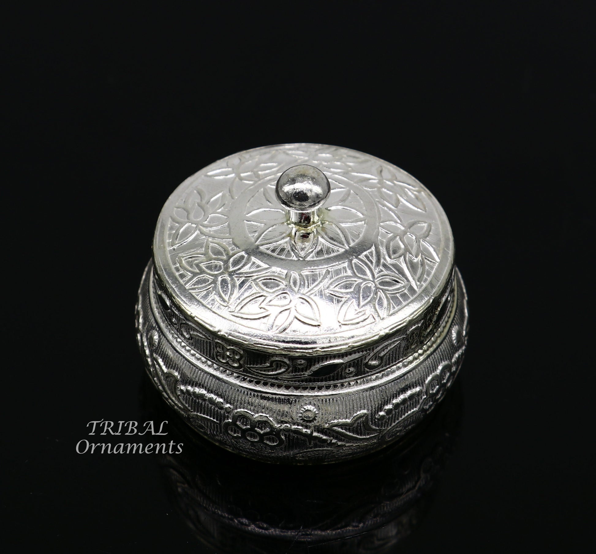 925 sterling silver trinket box, kajal box/casket box bridal polygon shape sindur box collection, container box, eyeliner box gifting stb382 - TRIBAL ORNAMENTS