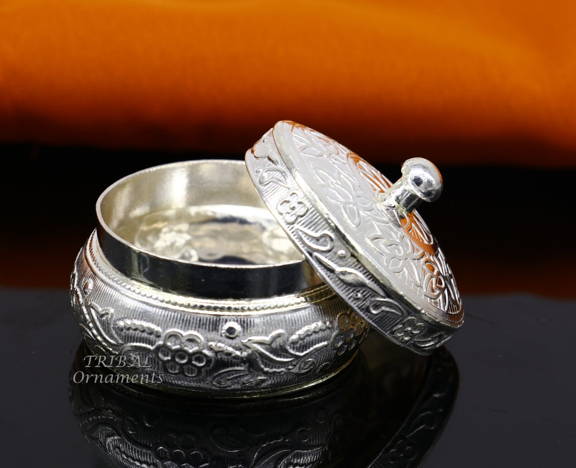 925 sterling silver trinket box, kajal box/casket box bridal polygon shape sindur box collection, container box, eyeliner box gifting stb382 - TRIBAL ORNAMENTS