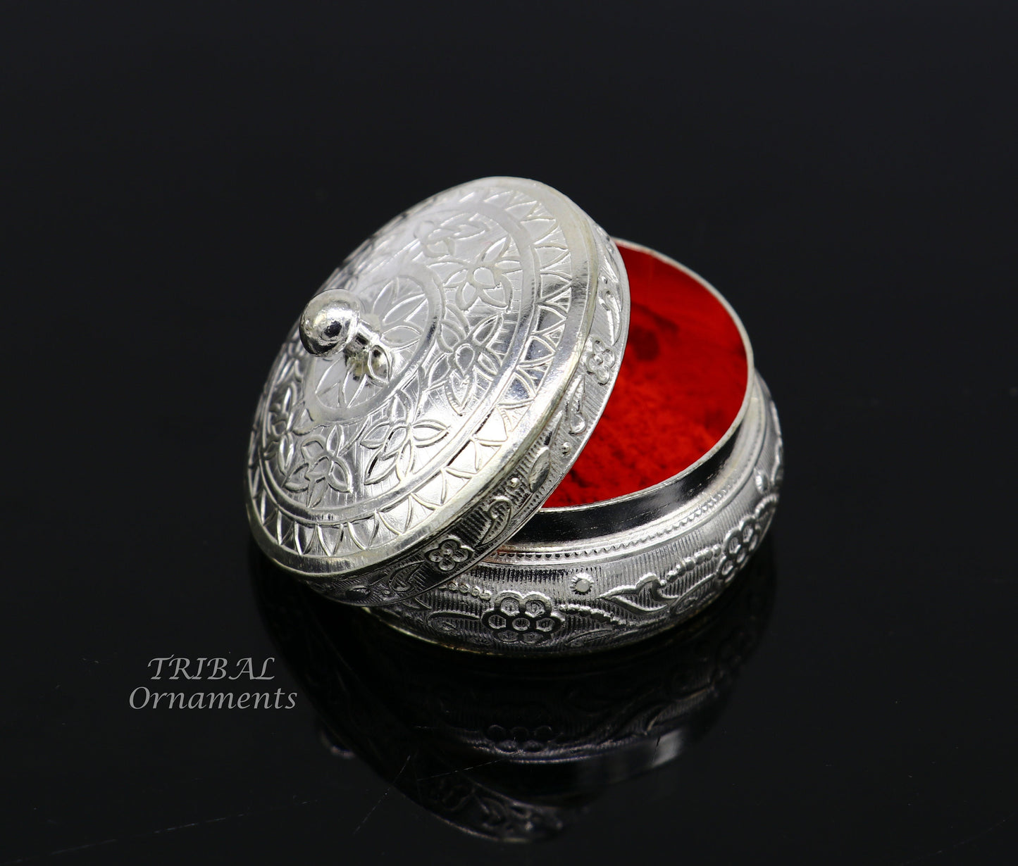 925 sterling silver trinket box, kajal box/casket box bridal polygon shape sindur box collection, container box, eyeliner box gifting stb383 - TRIBAL ORNAMENTS