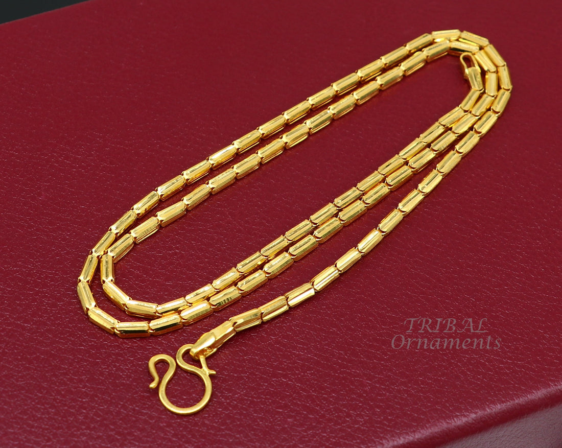 18kt ct yellow gold handmade amazing unique style baht chain all sizes necklace unisex jewelry, best gifting jewelry ch564 - TRIBAL ORNAMENTS