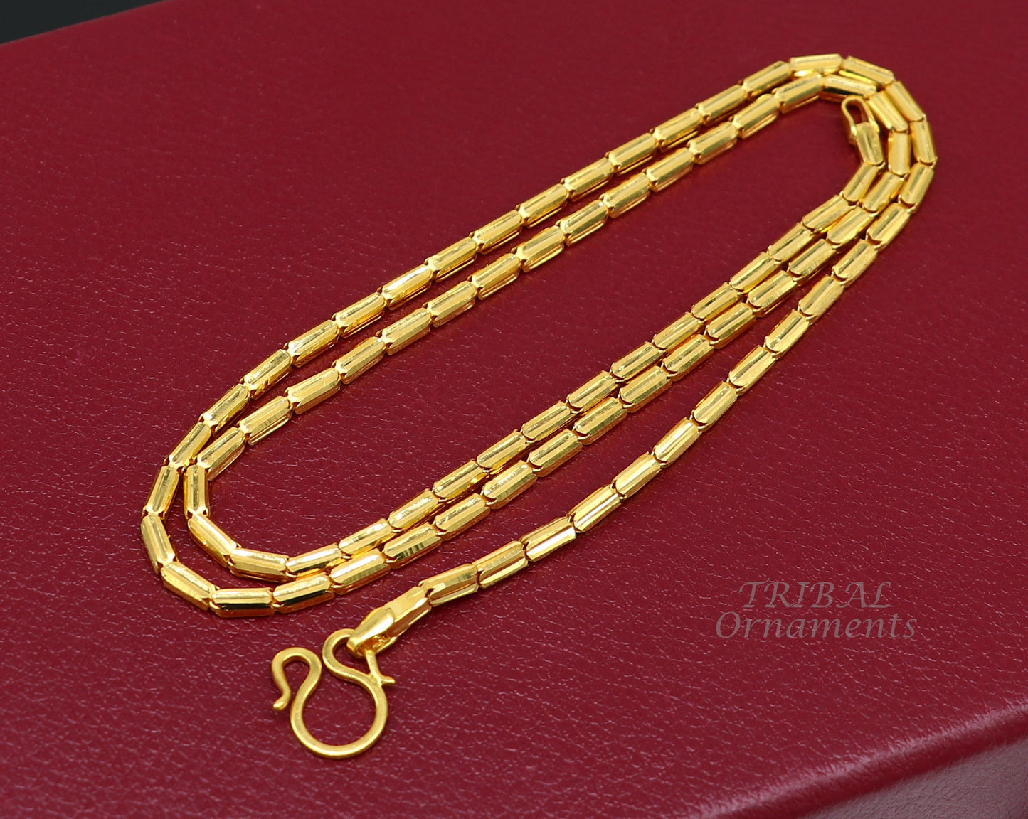 18kt ct yellow gold handmade amazing unique style baht chain all sizes necklace unisex jewelry, best gifting jewelry ch564 - TRIBAL ORNAMENTS
