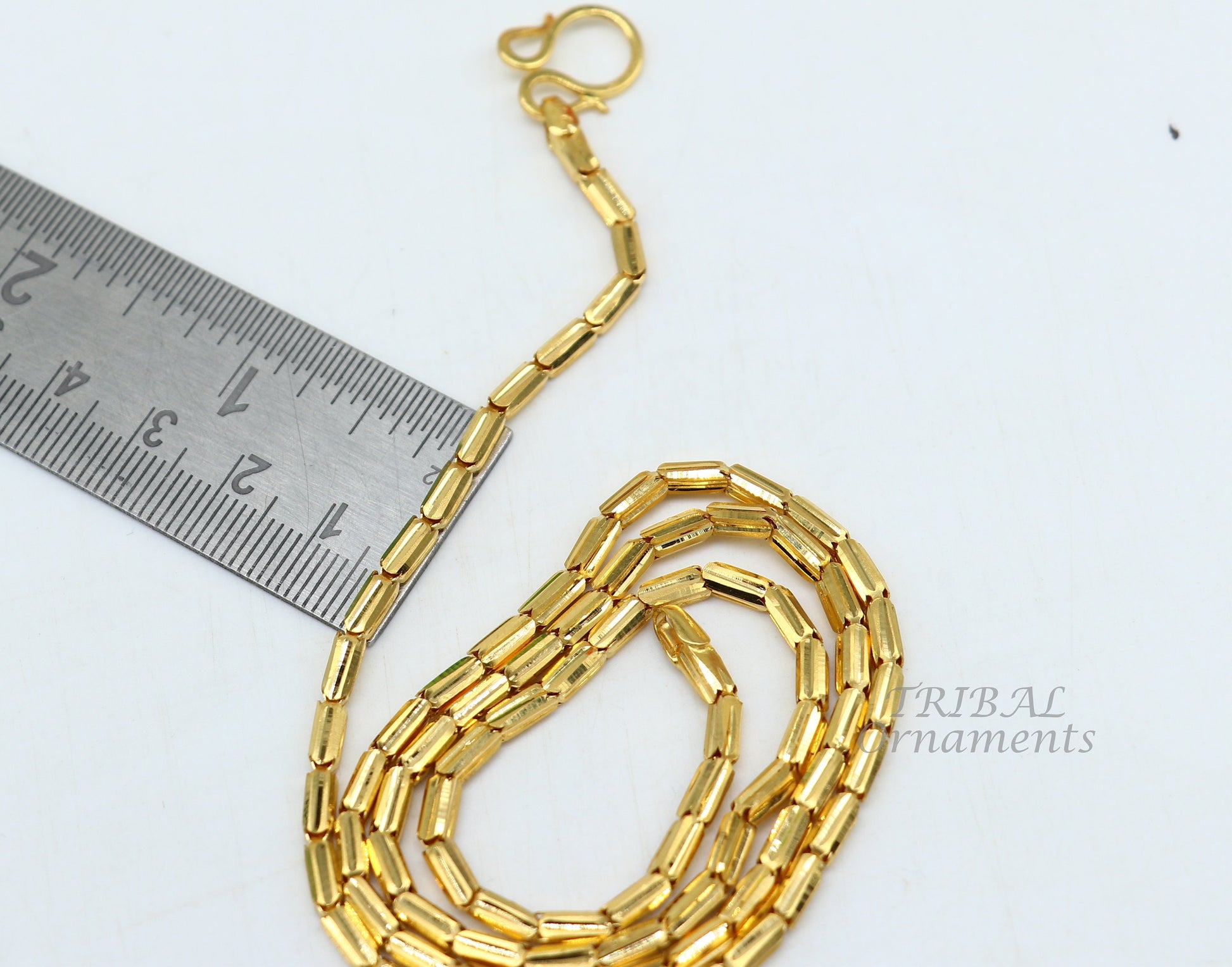 18kt ct yellow gold handmade amazing unique style baht chain all sizes necklace unisex jewelry, best gifting jewelry ch564 - TRIBAL ORNAMENTS