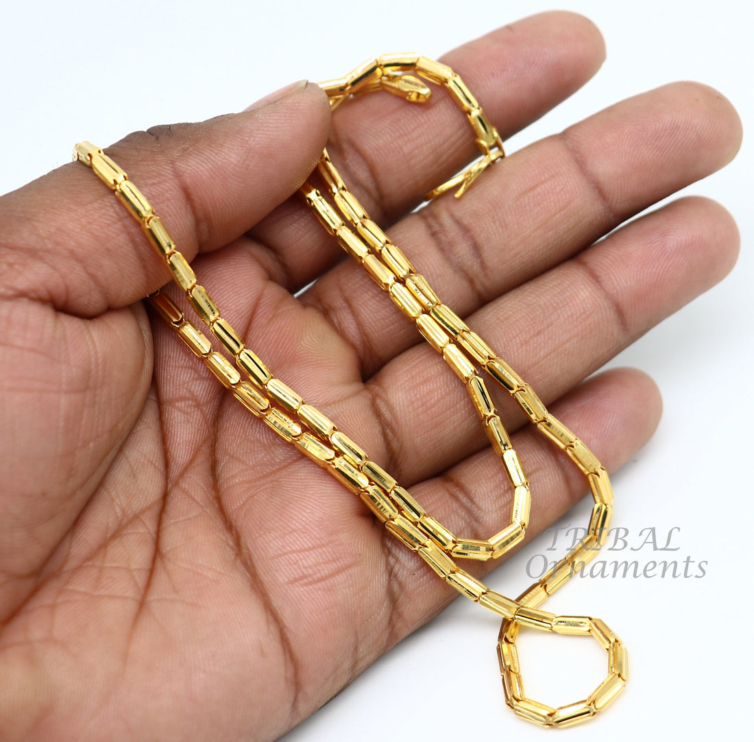 18kt ct yellow gold handmade amazing unique style baht chain all sizes necklace unisex jewelry, best gifting jewelry ch564 - TRIBAL ORNAMENTS