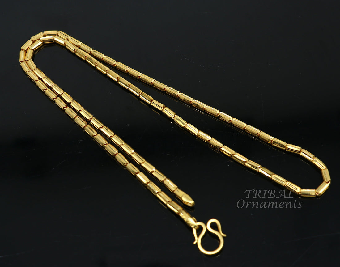 18kt ct yellow gold handmade amazing unique style baht chain all sizes necklace unisex jewelry, best gifting jewelry ch564 - TRIBAL ORNAMENTS