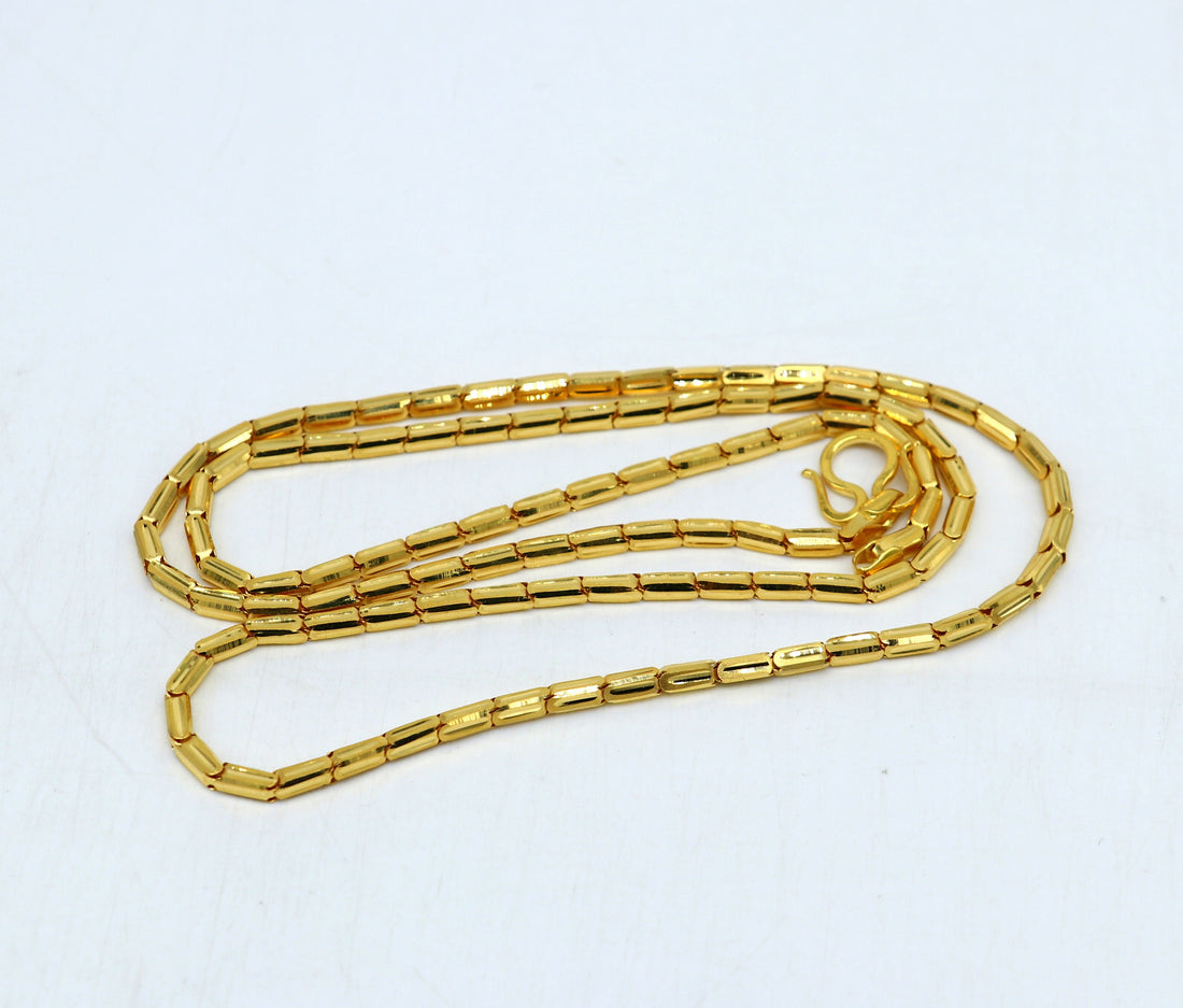 18kt ct yellow gold handmade amazing unique style baht chain all sizes necklace unisex jewelry, best gifting jewelry ch564 - TRIBAL ORNAMENTS