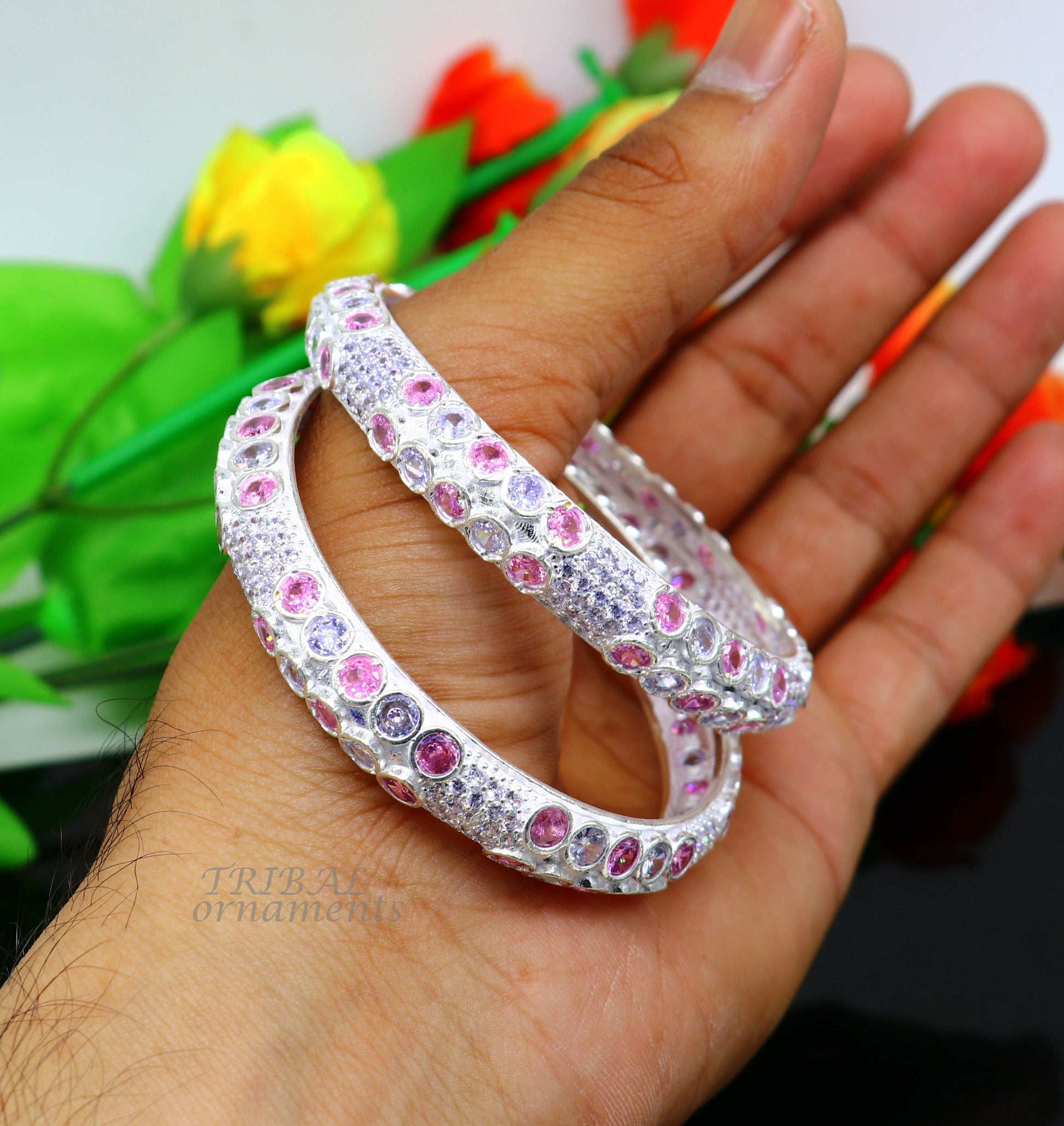 925 sterling silver handmade gorgeous multicolor stone stone stylish bangle excellent brides Wedding tribal personalized jewelry ba168 - TRIBAL ORNAMENTS
