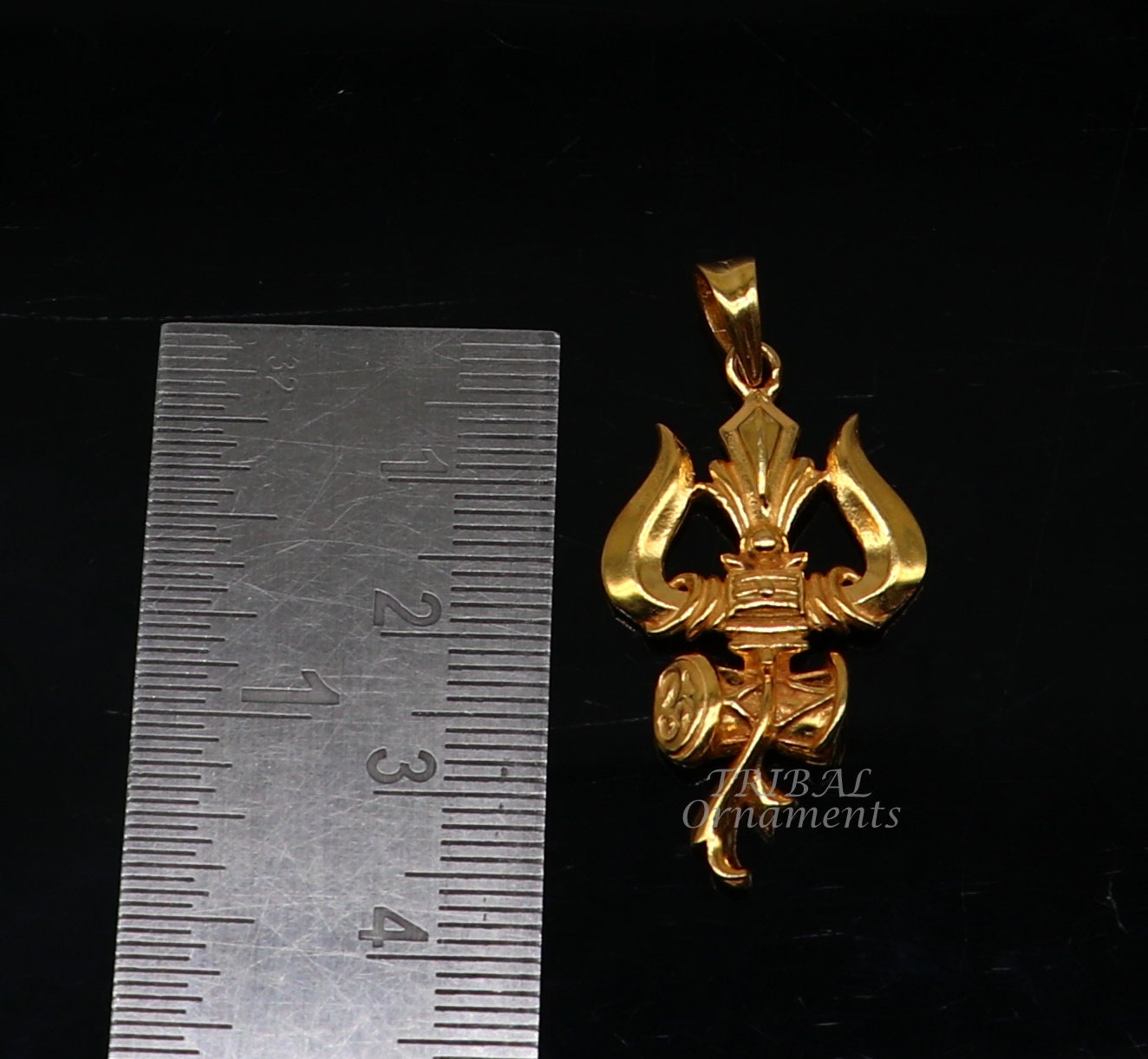 925 sterling silver Gold polished idol Lord Shiva trident pendant, amazing vintage design gifting pendant customized god jewelry ssp541 - TRIBAL ORNAMENTS