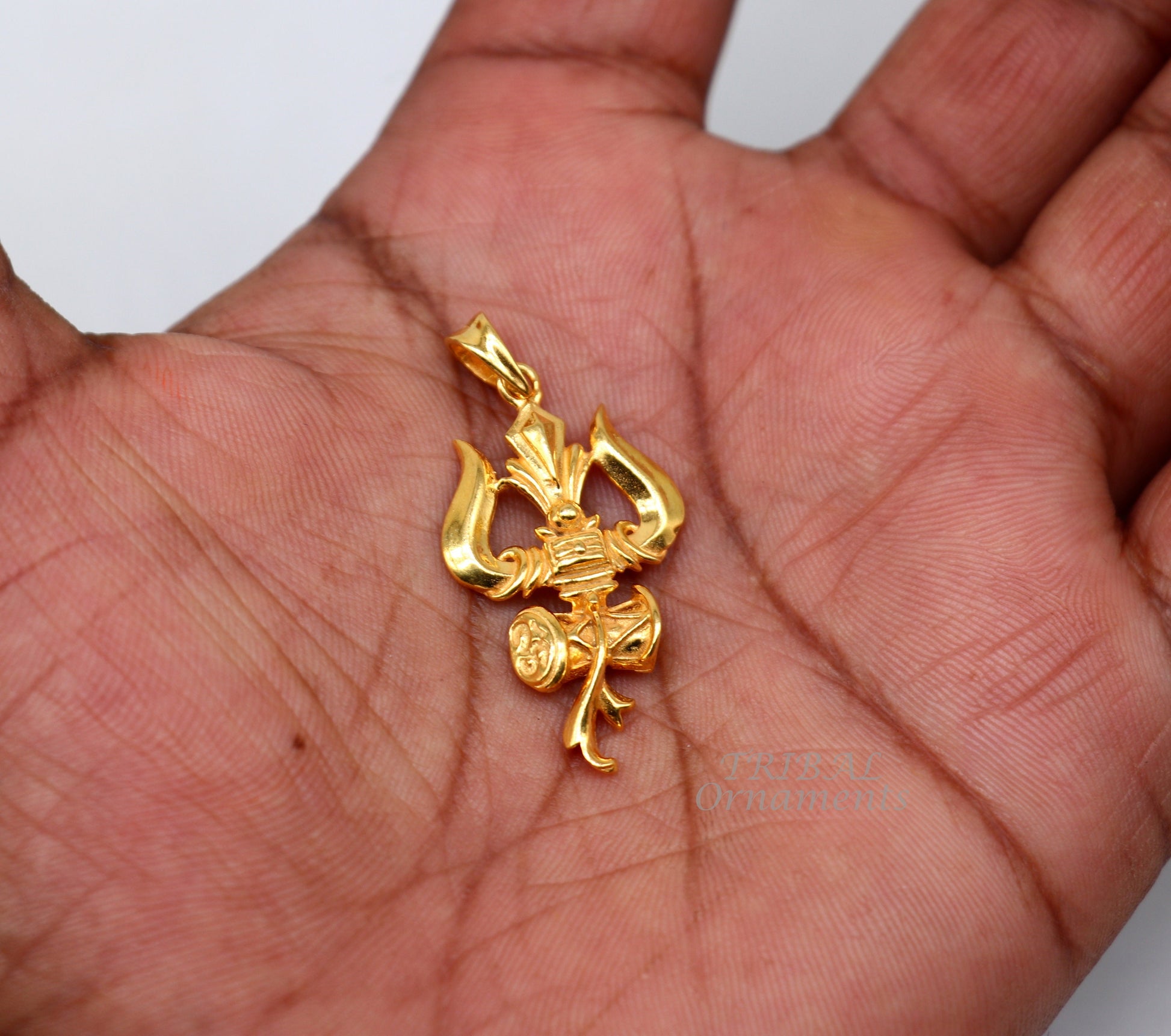 925 sterling silver Gold polished idol Lord Shiva trident pendant, amazing vintage design gifting pendant customized god jewelry ssp541 - TRIBAL ORNAMENTS