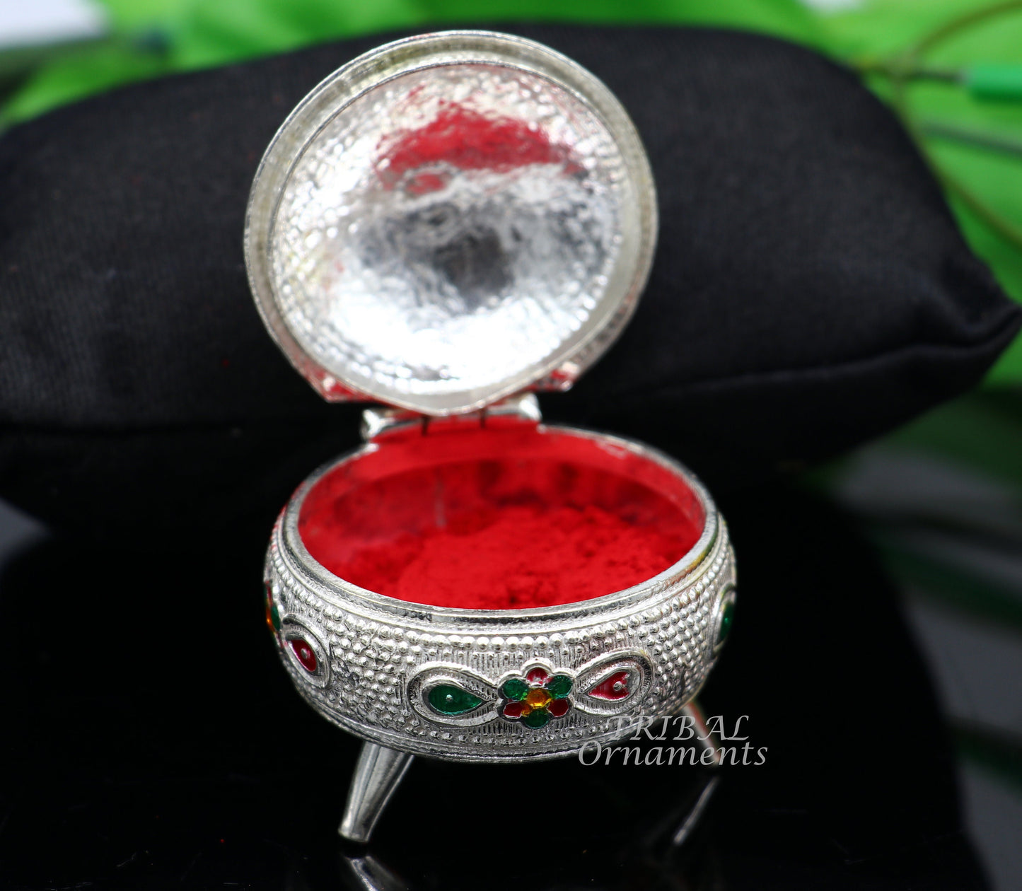 925 sterling silver trinket box, kajal box/casket box bridal shape sindur box collection, container box, eyeliner box gifting stb389 - TRIBAL ORNAMENTS