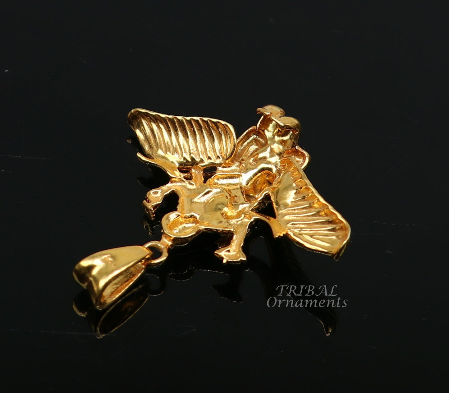 925 sterling silver Hindu idol Lord Vishnu with Garuda gold polished pendant, excellent unisex locket pendant customized jewelry nsp544 - TRIBAL ORNAMENTS
