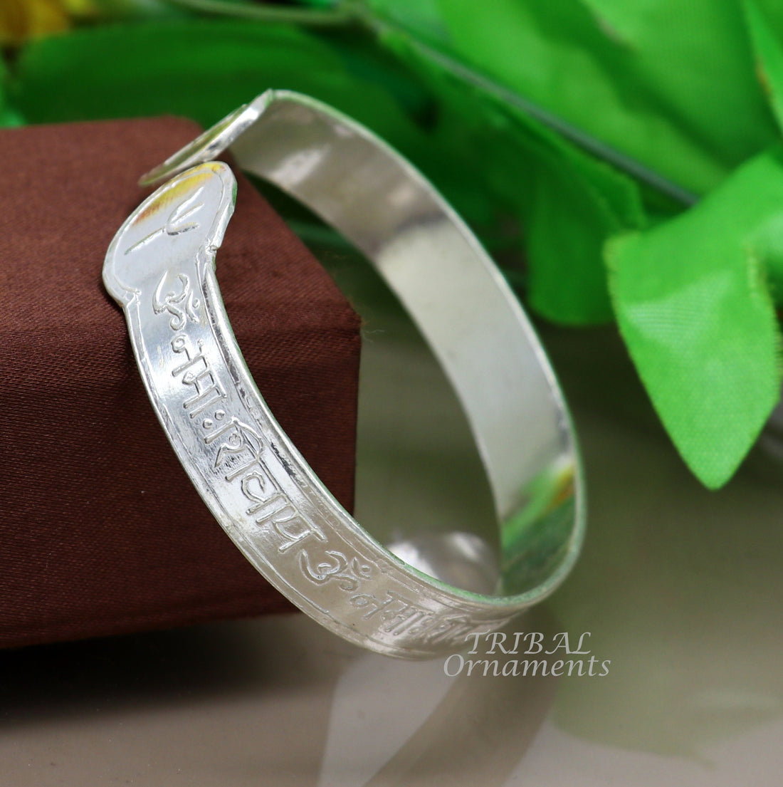 925 sterling silver handmade design Divine shiva mantra "Aum namah shivay" Bangle cuff bracelet kada, best unisex tribal jewelry cuff137 - TRIBAL ORNAMENTS