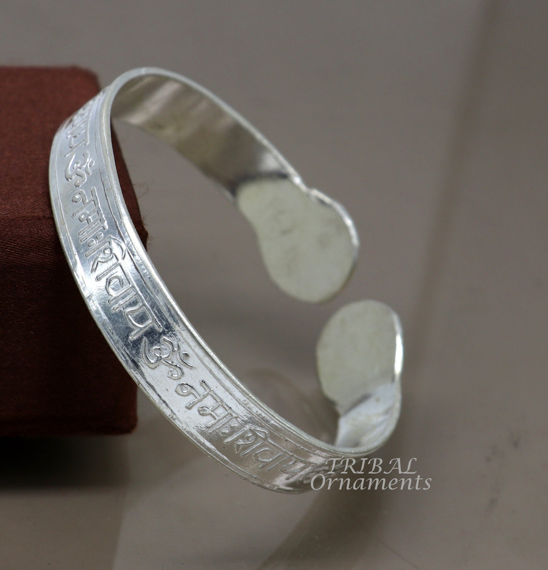 925 sterling silver handmade design Divine shiva mantra "Aum namah shivay" Bangle cuff bracelet kada, best unisex tribal jewelry cuff137 - TRIBAL ORNAMENTS