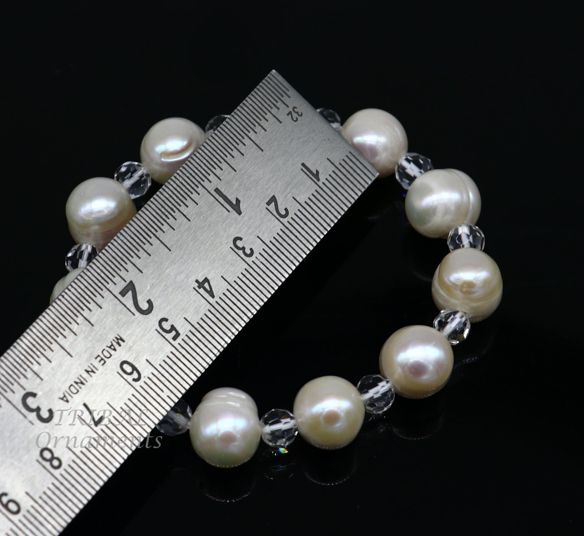 141carat 11mm fresh water pearl adjustable bracelet for both men's and women's, Amazing natural real gray color pearl or moti bracelet pbr03 - TRIBAL ORNAMENTS