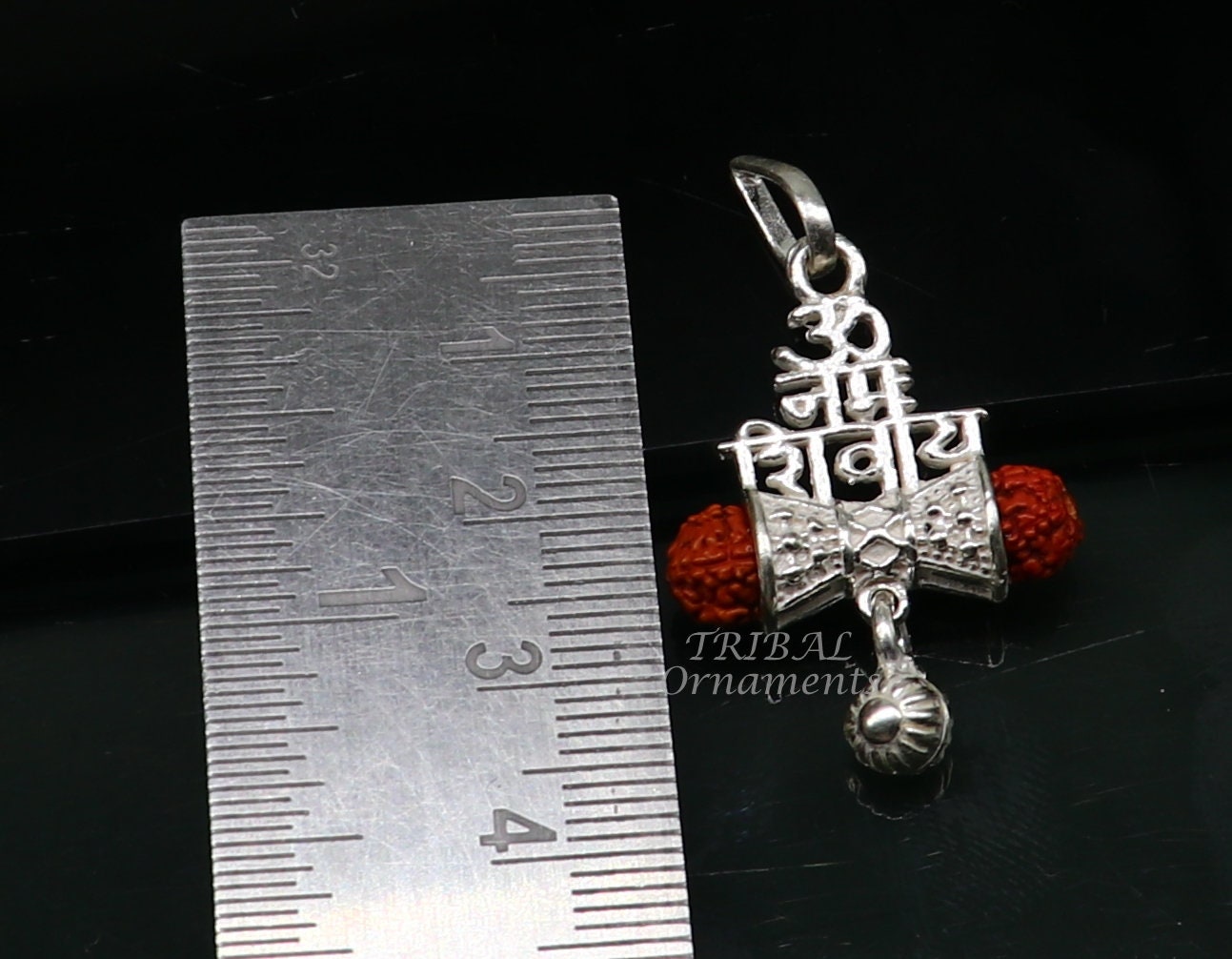 925 sterling silver handmade Lord shivay design rudraksha pendant gorgeous hanging drops ,excellent "aum namah shivay" pendant nsp546 - TRIBAL ORNAMENTS