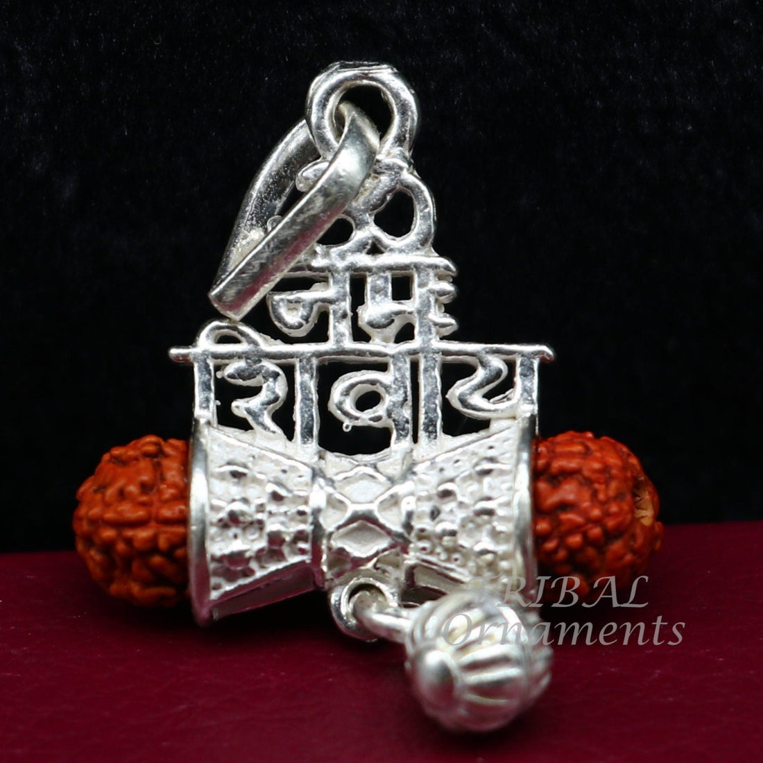 925 sterling silver handmade Lord shivay design rudraksha pendant gorgeous hanging drops ,excellent "aum namah shivay" pendant nsp546 - TRIBAL ORNAMENTS