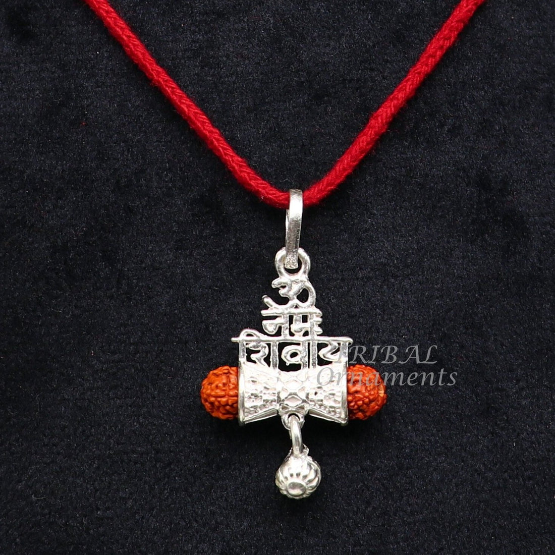 925 sterling silver handmade Lord shivay design rudraksha pendant gorgeous hanging drops ,excellent "aum namah shivay" pendant nsp546 - TRIBAL ORNAMENTS