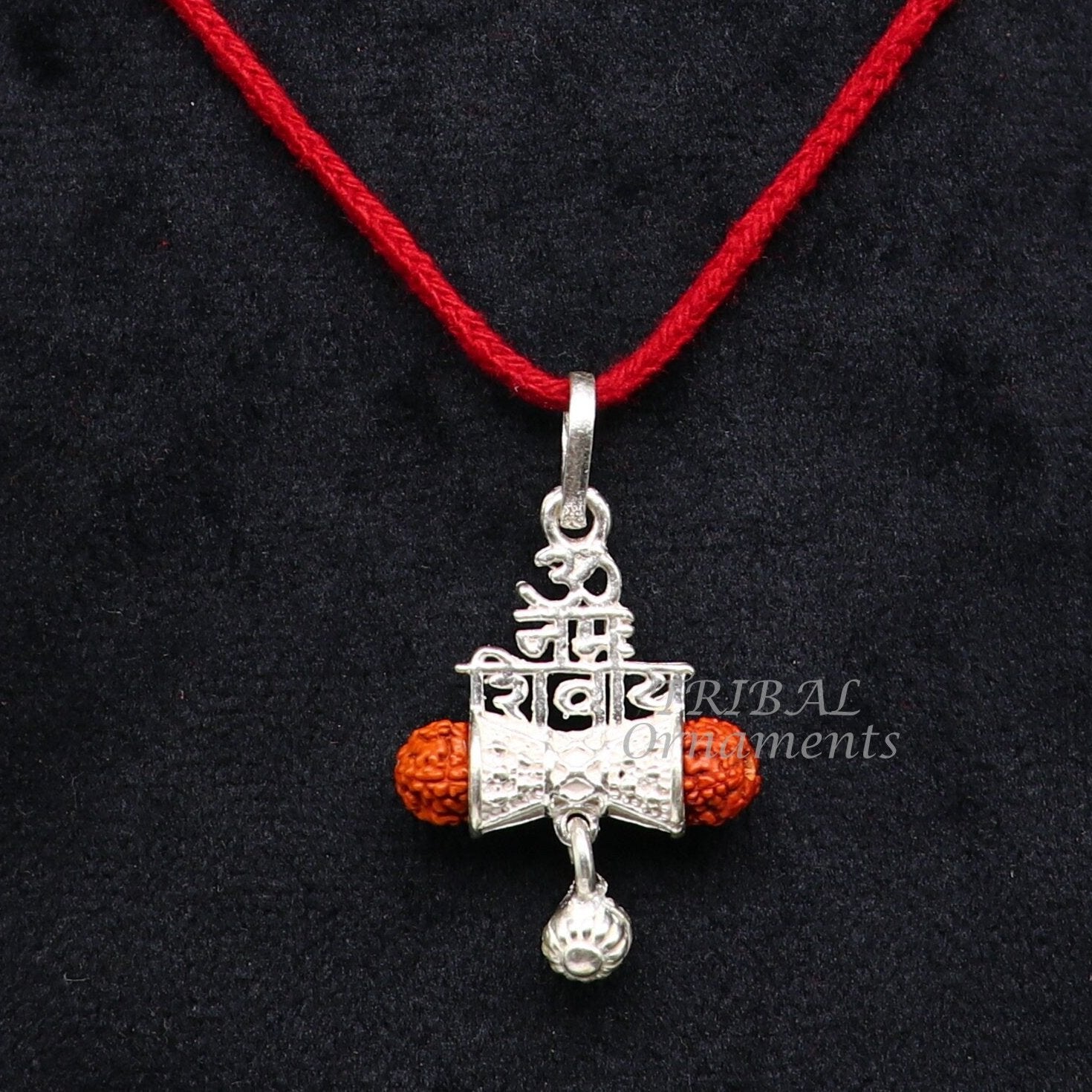 925 sterling silver handmade Lord shivay design rudraksha pendant gorgeous hanging drops ,excellent "aum namah shivay" pendant nsp546 - TRIBAL ORNAMENTS