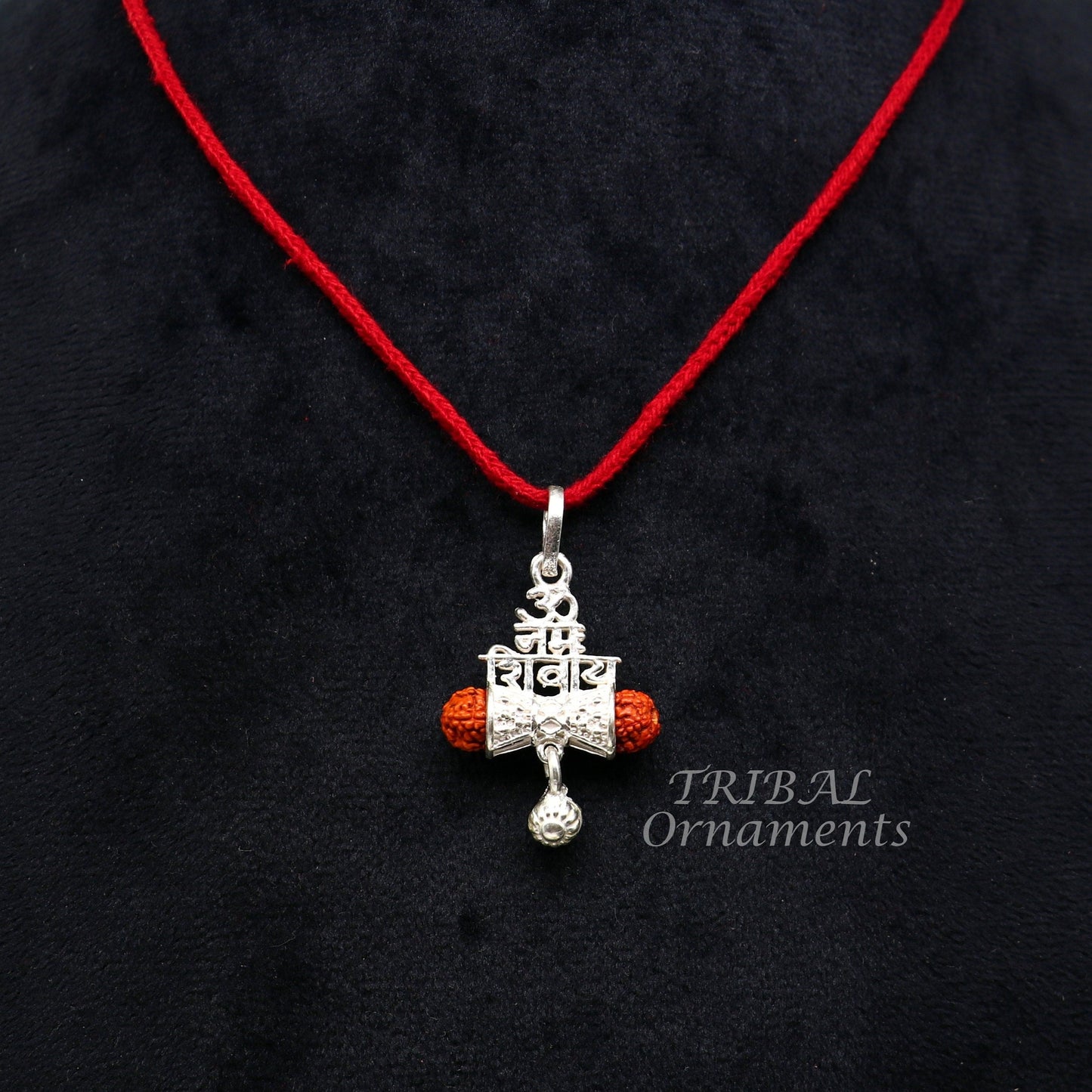 925 sterling silver handmade Lord shivay design rudraksha pendant gorgeous hanging drops ,excellent "aum namah shivay" pendant nsp546 - TRIBAL ORNAMENTS