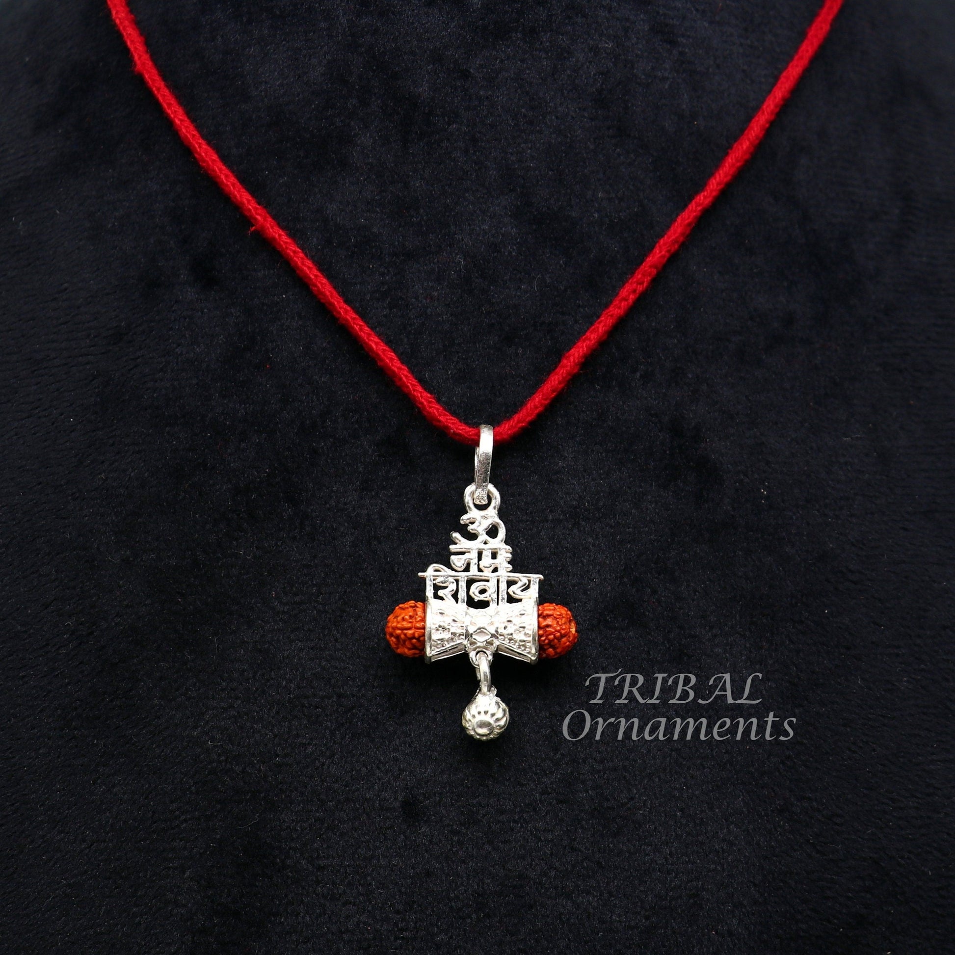 925 sterling silver handmade Lord shivay design rudraksha pendant gorgeous hanging drops ,excellent "aum namah shivay" pendant nsp546 - TRIBAL ORNAMENTS