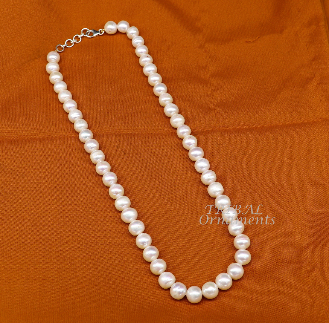 9mm fresh water pearl 248carats single line string necklace set gorgeous wedding or daily use necklace jewelry belly dance pnec06 - TRIBAL ORNAMENTS