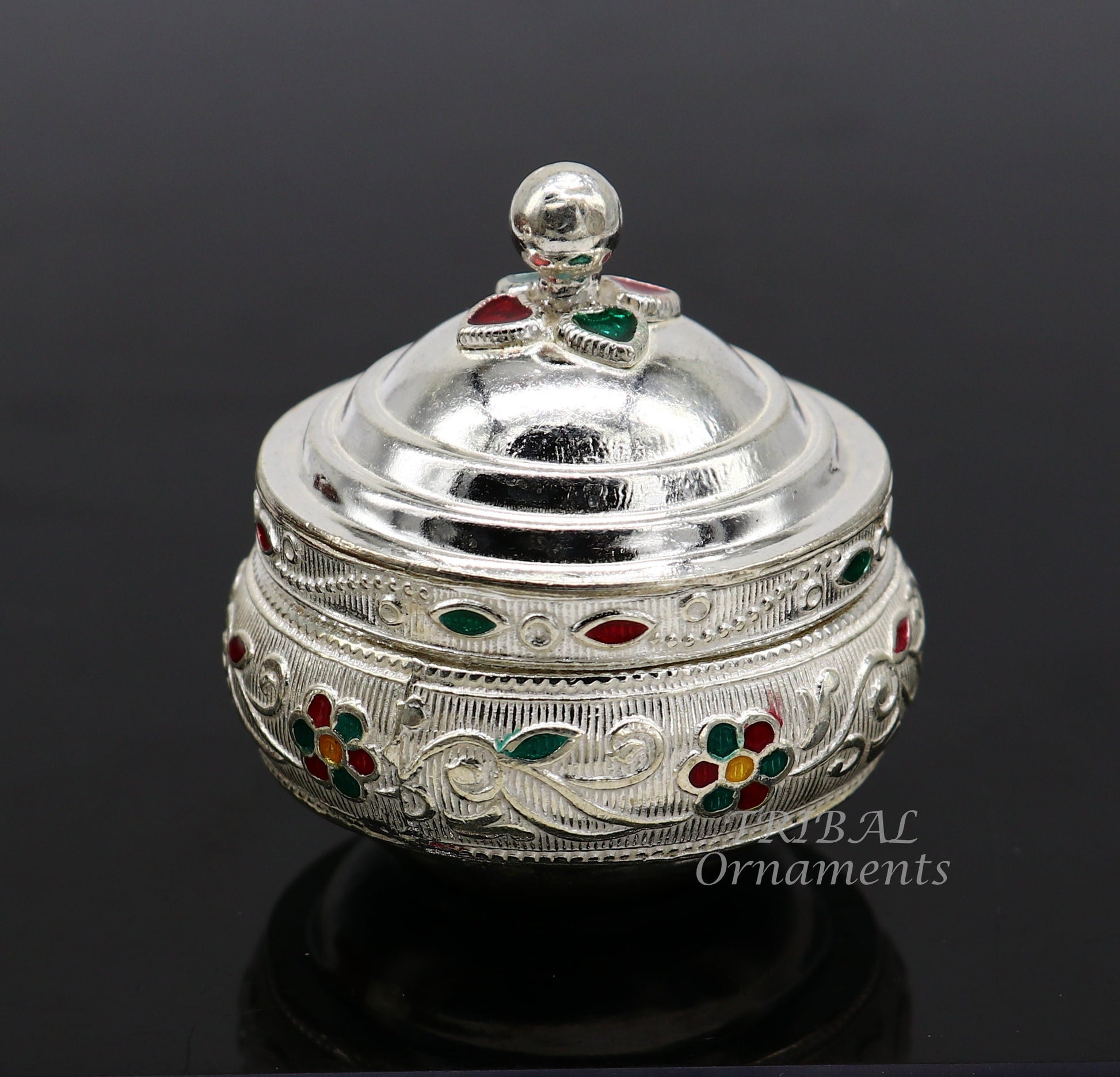 925 sterling silver trinket box, kajal box/casket box, Sindur box collection, container box, eyeliner box best brides  gifting stb391 - TRIBAL ORNAMENTS