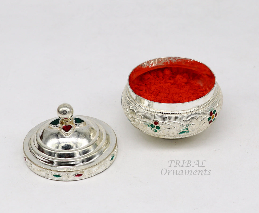 925 sterling silver trinket box, kajal box/casket box, Sindur box collection, container box, eyeliner box best brides  gifting stb391 - TRIBAL ORNAMENTS