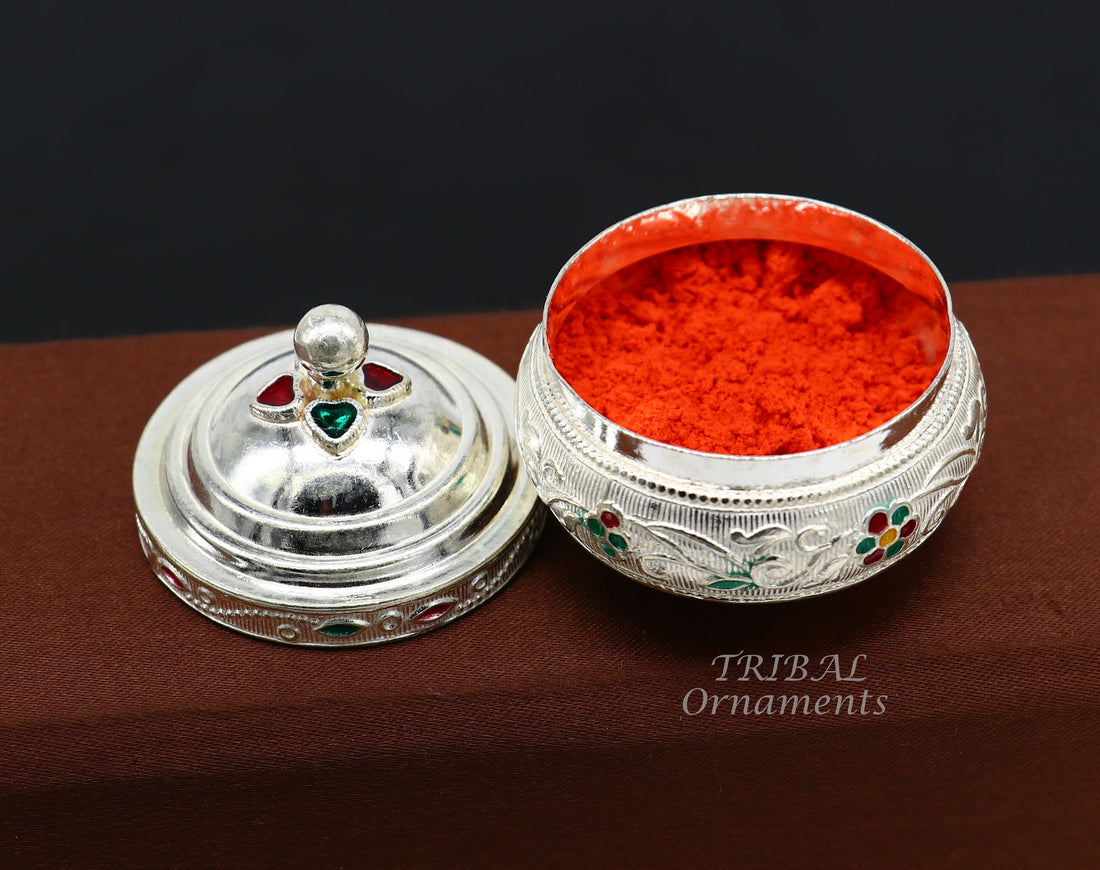 925 sterling silver trinket box, kajal box/casket box, Sindur box collection, container box, eyeliner box best brides  gifting stb391 - TRIBAL ORNAMENTS