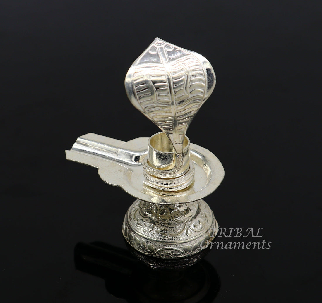 925 fine solid sterling silver lord shiva lingam stand/jalheri, use for put/hold shiva lingam in home temple, awesome handmade article su866 - TRIBAL ORNAMENTS