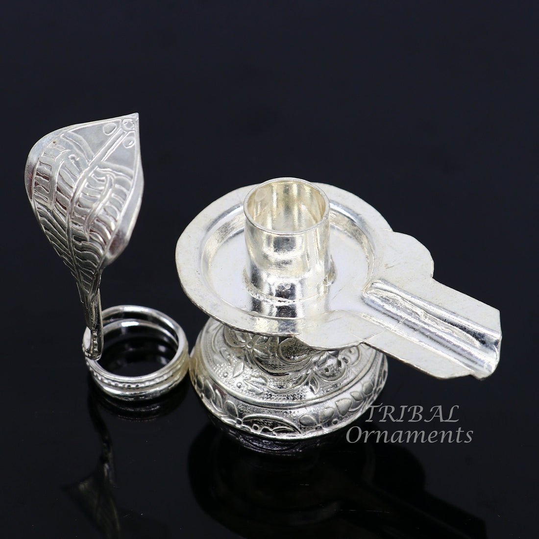 925 fine solid sterling silver lord shiva lingam stand/jalheri, use for put/hold shiva lingam in home temple, awesome handmade article su867 - TRIBAL ORNAMENTS