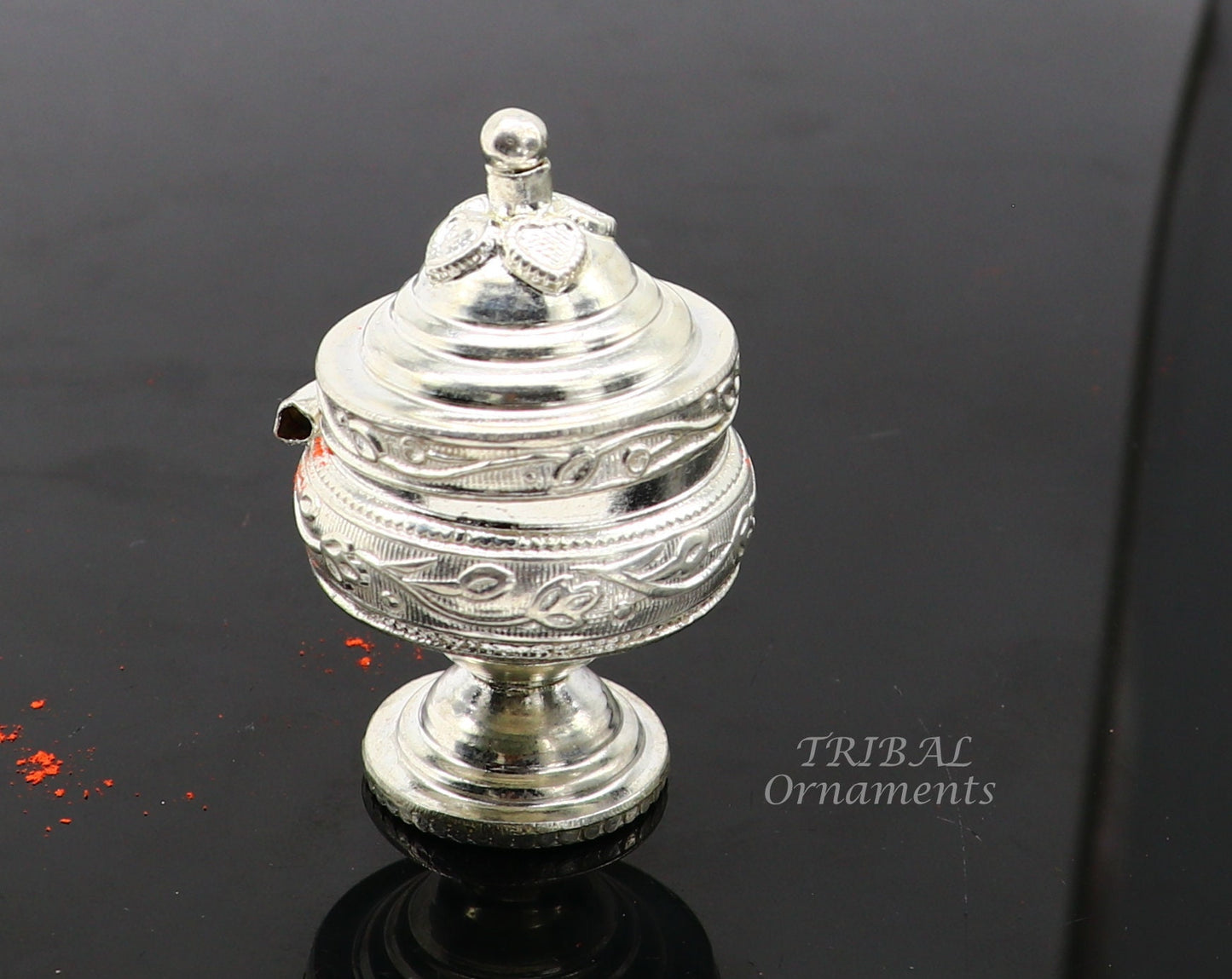 Vintage style handmade 925 sterling silver trinket box, best brides kukum box. best puja utensils, silver article jewelry box stb393 - TRIBAL ORNAMENTS