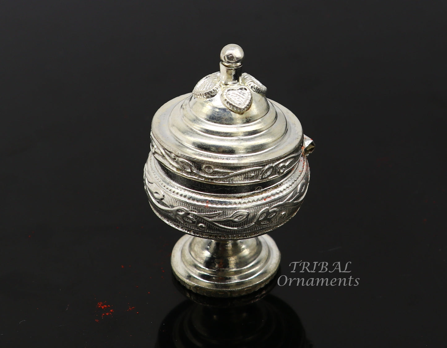 Vintage style handmade 925 sterling silver trinket box, best brides kukum box. best puja utensils, silver article jewelry box stb393 - TRIBAL ORNAMENTS