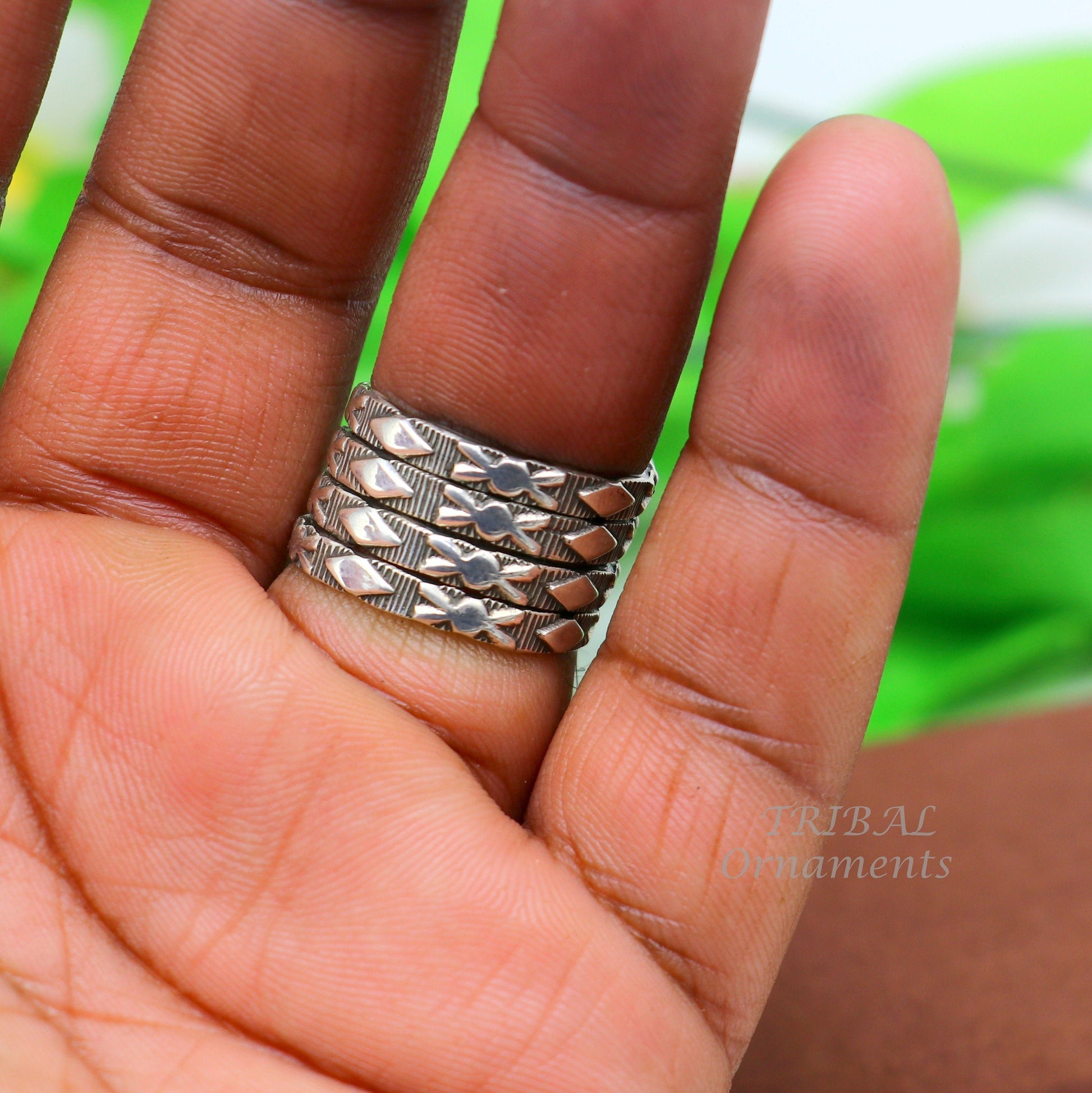 925 Sterling silver Vintage handmade solid spiral design ring band , excellent tribal customized belly dance hippie & boho jewelry sr345 - TRIBAL ORNAMENTS