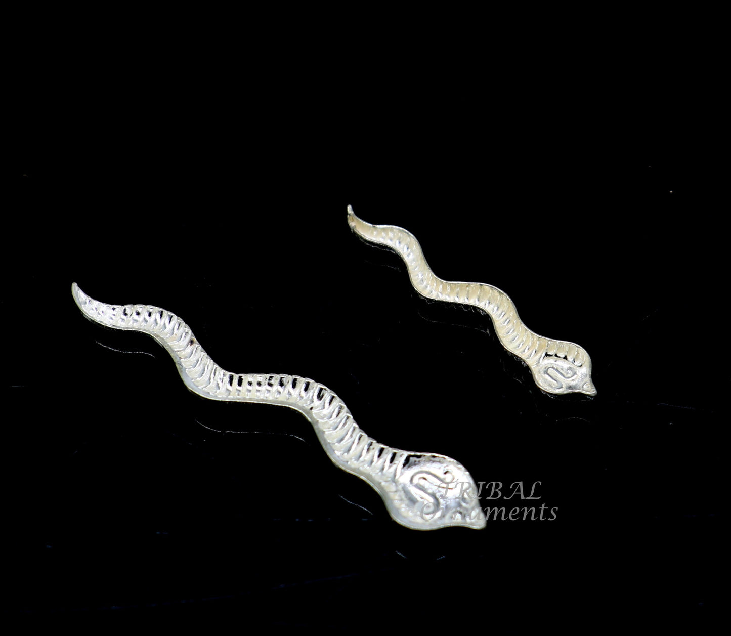 Sterling silver handmade Nag Nagin snake joda pair for puja or worshipping su869 - TRIBAL ORNAMENTS