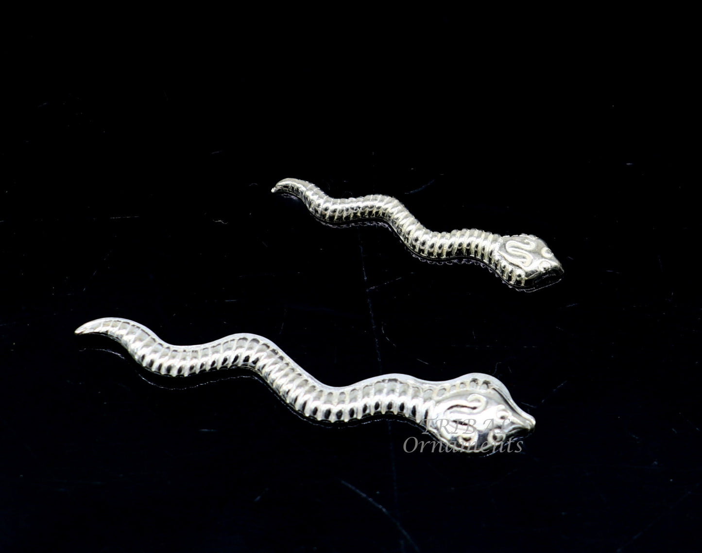 Sterling silver handmade Nag Nagin snake joda pair for puja or worshipping su869 - TRIBAL ORNAMENTS